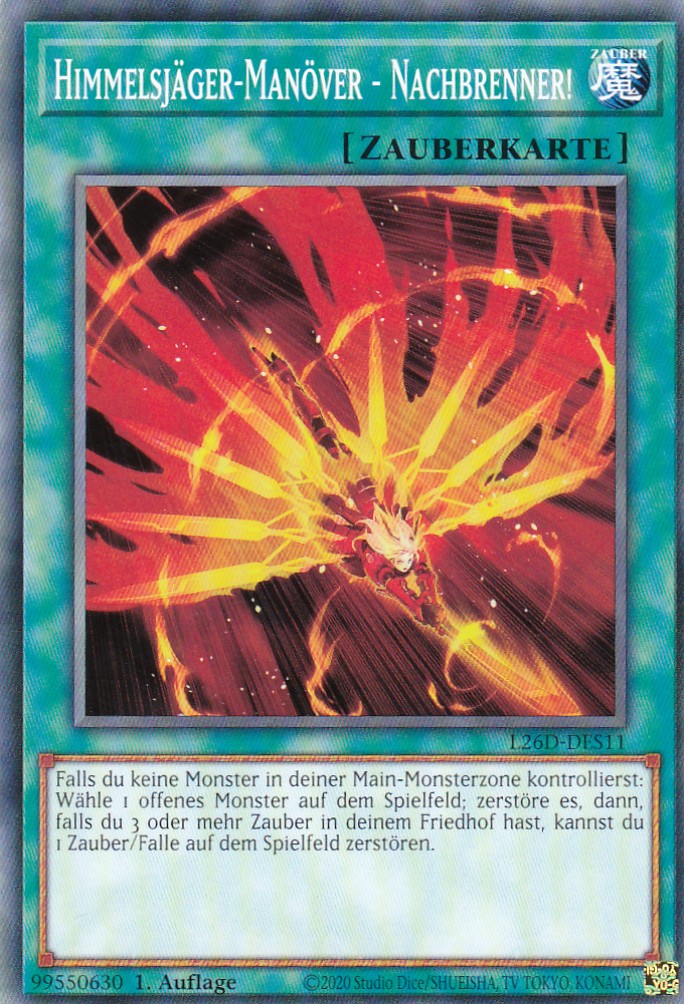 L26D-DES11 - Himmelsjäger-Manöver - Nachbrenner! - Common - Deutsch - Legendary Modern Decks 2026 - Yu-Gi-Oh! - mit LMS Trading Fieldcenter Karte