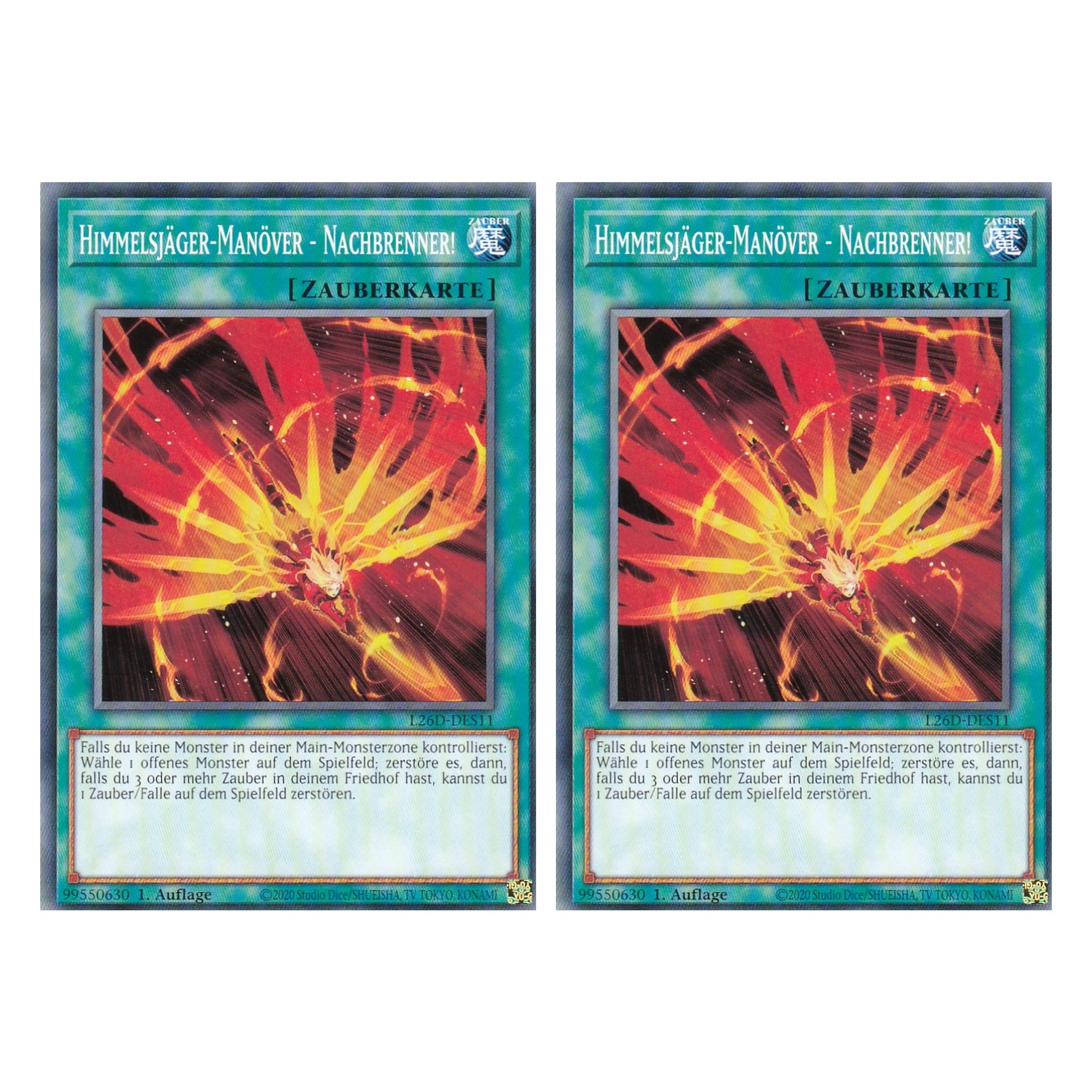 L26D-DES11 - Himmelsjäger-Manöver - Nachbrenner! - Common - Deutsch - 1. Auflage - Legendary Modern Decks 2026 - Duo Set (2 Stück) - Yu-Gi-Oh! - mit LMS Trading Fieldcenter Karte