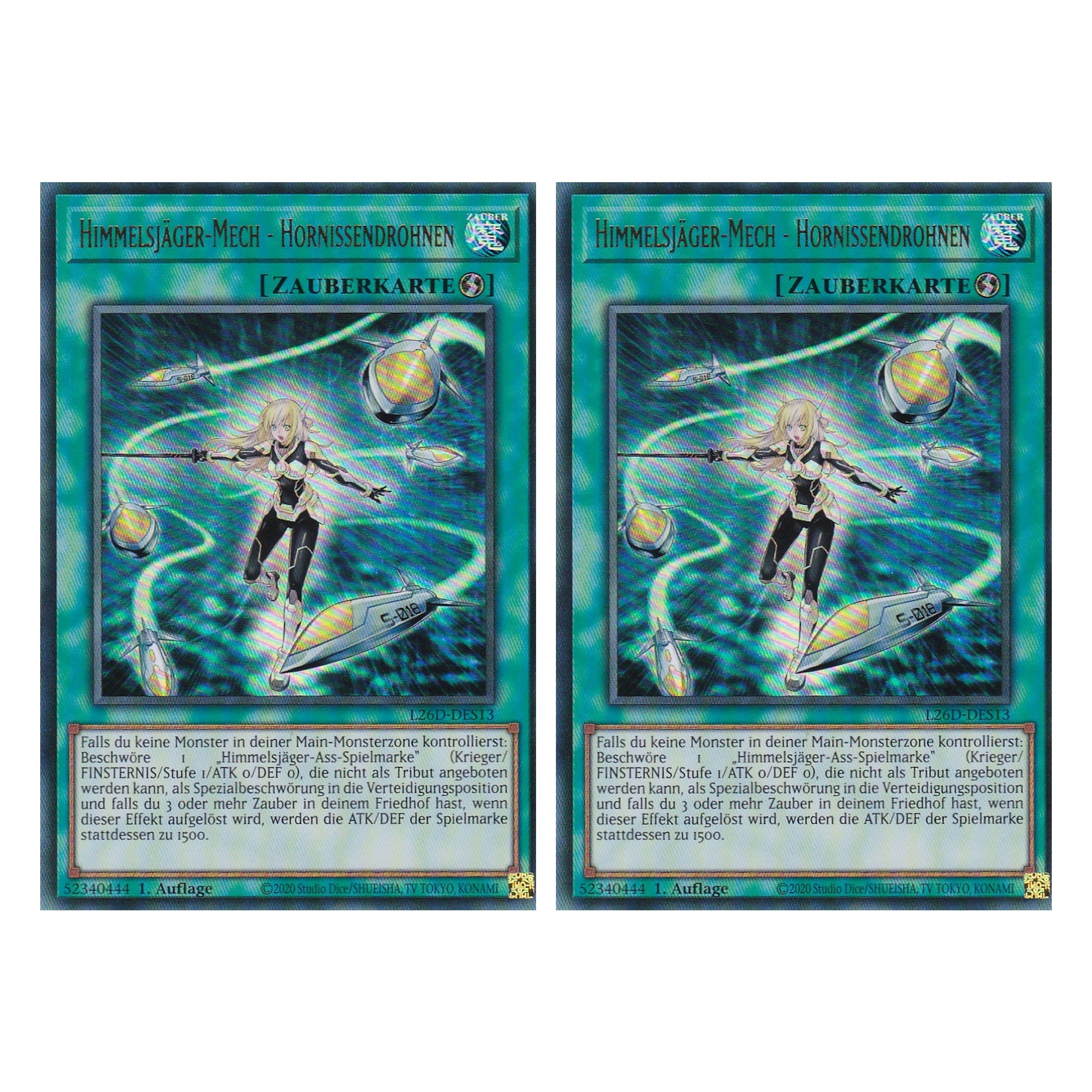 L26D-DES13 - Himmelsjäger-Mech - Hornissendrohnen - Ultra Rare - Deutsch - 1. Auflage - Legendary Modern Decks 2026 - Duo Set (2 Stück) - Yu-Gi-Oh! - mit LMS Trading Fieldcenter Karte