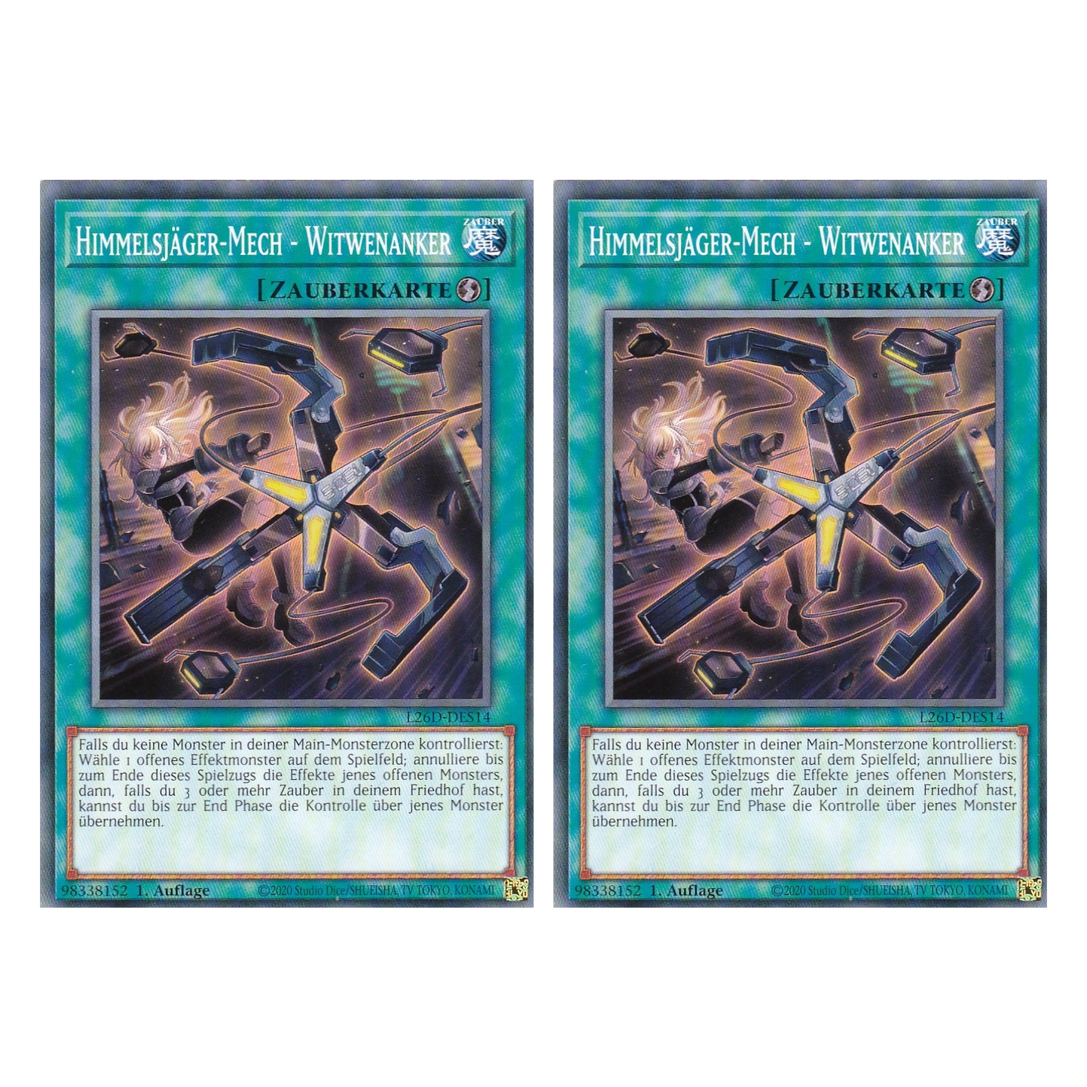 L26D-DES14 - Himmelsjäger-Mech - Witwenanker - Common - Deutsch - 1. Auflage - Legendary Modern Decks 2026 - Duo Set (2 Stück) - Yu-Gi-Oh! - mit LMS Trading Fieldcenter Karte