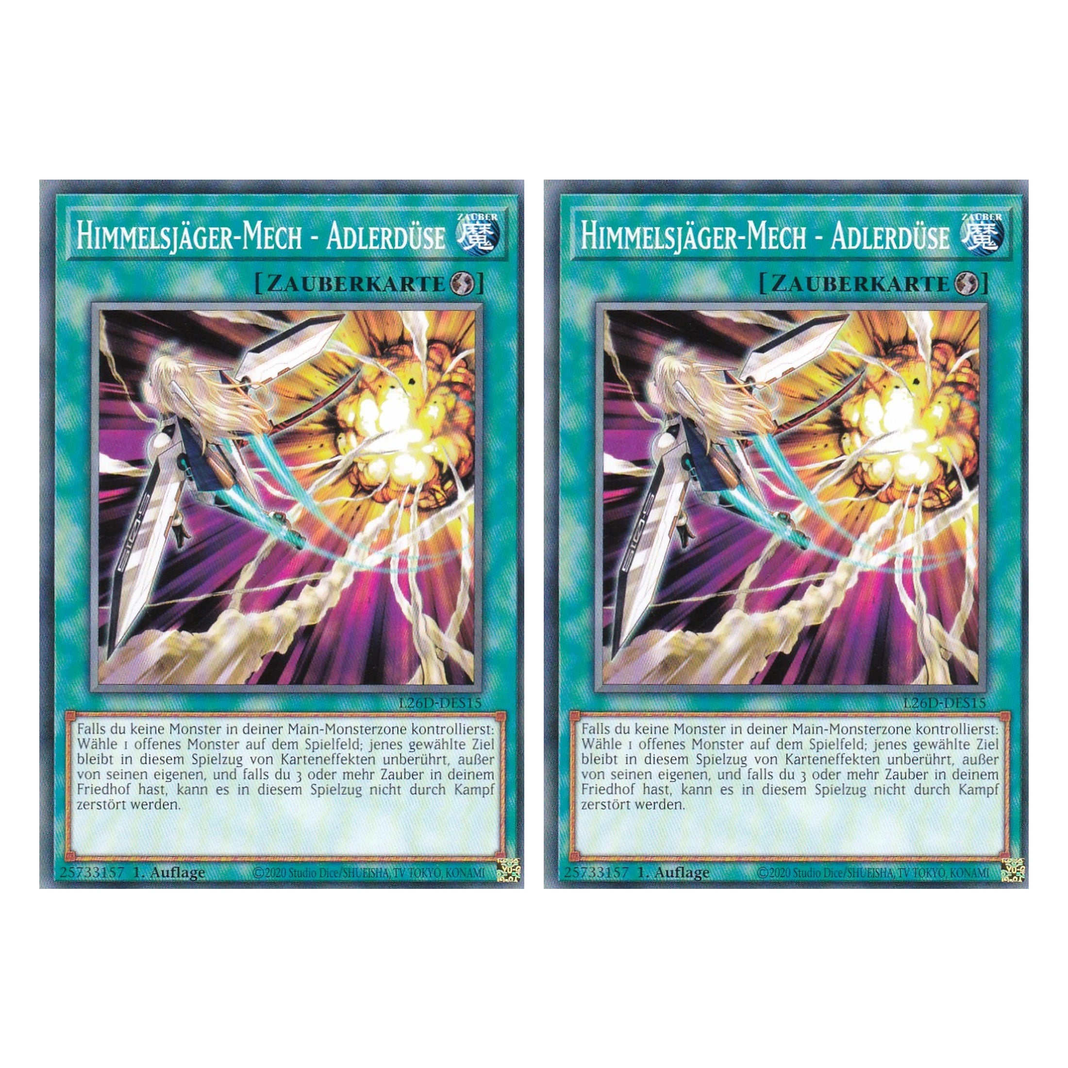 L26D-DES15 - Himmelsjäger-Mech - Adlerdüse - Common - Deutsch - 1. Auflage - Legendary Modern Decks 2026 - Duo Set (2 Stück) - Yu-Gi-Oh! - mit LMS Trading Fieldcenter Karte