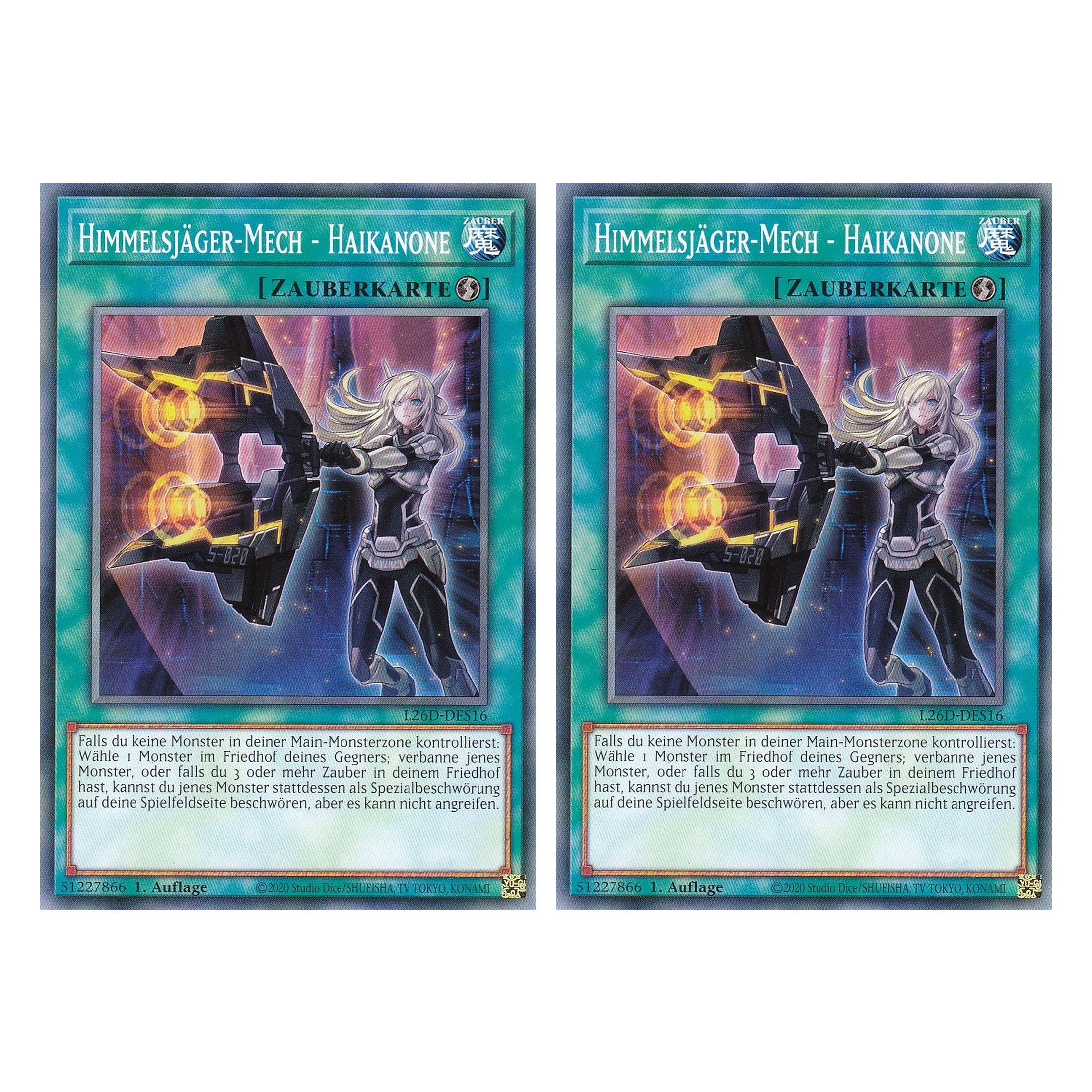 L26D-DES16 - Himmelsjäger-Mech - Haikanone - Common - Deutsch - 1. Auflage - Legendary Modern Decks 2026 - Duo Set (2 Stück) - Yu-Gi-Oh! - mit LMS Trading Fieldcenter Karte