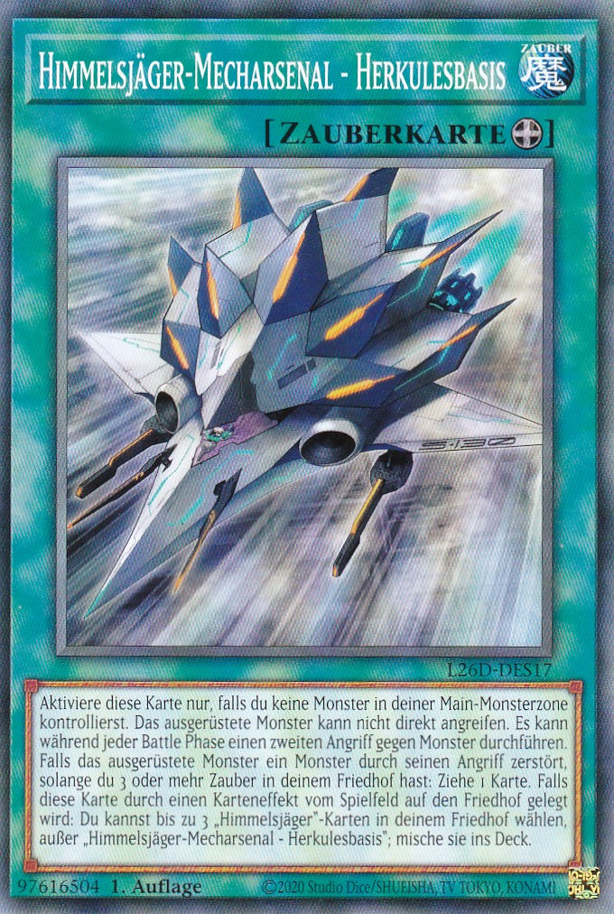 L26D-DES17 - Himmelsjäger-Mecharsenal - Herkulesbasis - Common - Deutsch - Legendary Modern Decks 2026 - Yu-Gi-Oh! - mit LMS Trading Fieldcenter Karte