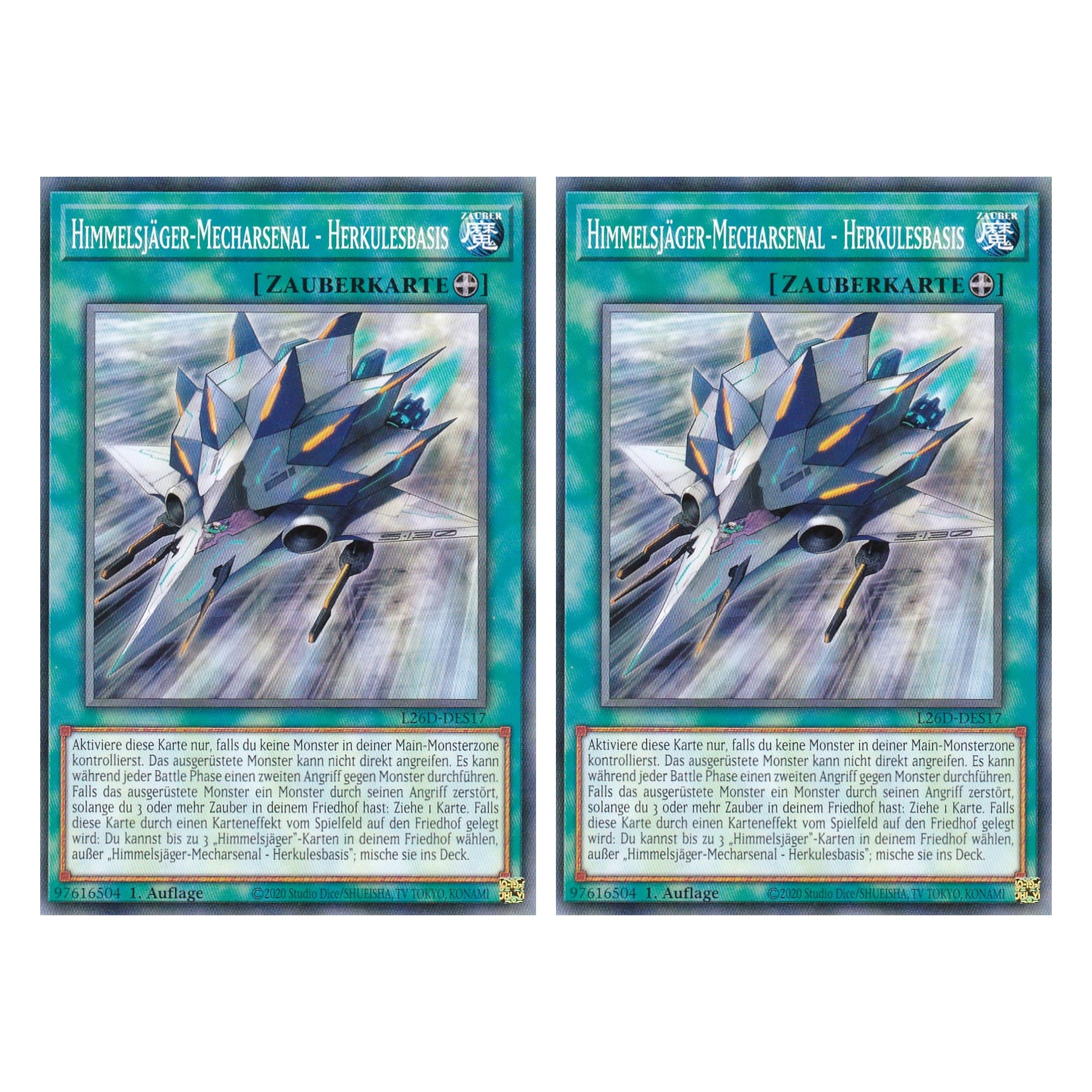 L26D-DES17 - Himmelsjäger-Mecharsenal - Herkulesbasis - Common - Deutsch - 1. Auflage - Legendary Modern Decks 2026 - Duo Set (2 Stück) - Yu-Gi-Oh! - mit LMS Trading Fieldcenter Karte