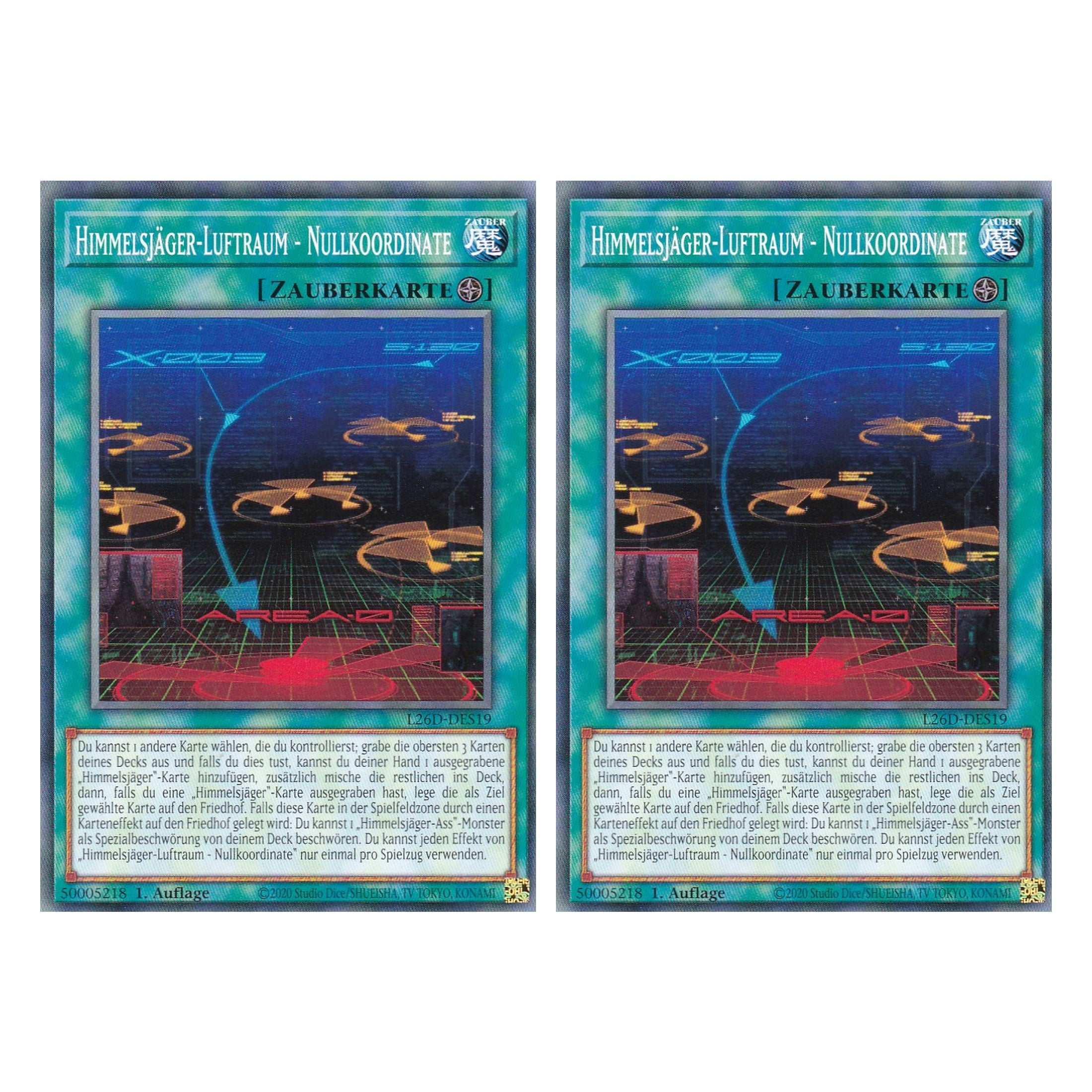 L26D-DES19 - Himmelsjäger-Luftraum - Nullkoordinate - Common - Deutsch - 1. Auflage - Legendary Modern Decks 2026 - Duo Set (2 Stück) - Yu-Gi-Oh! - mit LMS Trading Fieldcenter Karte