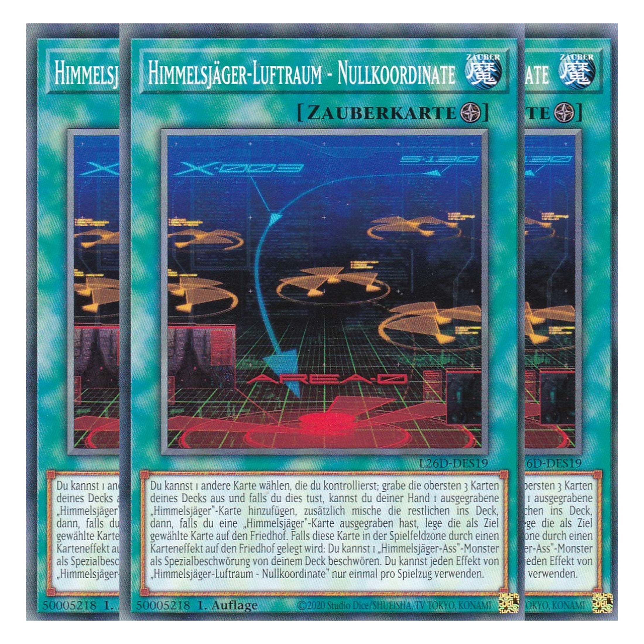 L26D-DES19 - Himmelsjäger-Luftraum - Nullkoordinate - Common - Deutsch - 1. Auflage - Legendary Modern Decks 2026 - Playset (3 Kopien) - Yu-Gi-Oh! - mit LMS Trading Fieldcenter Karte