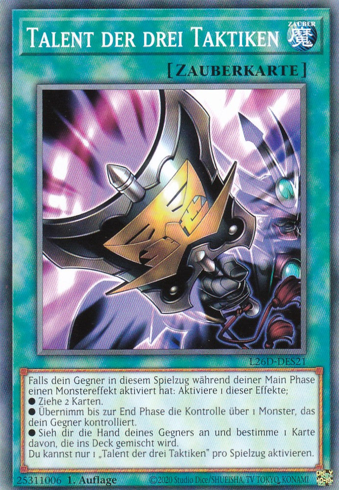 L26D-DES21 - Talent der drei Taktiken - Common - Deutsch - Legendary Modern Decks 2026 - Yu-Gi-Oh! - mit LMS Trading Fieldcenter Karte