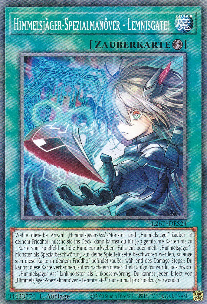 L26D-DES24 - Himmelsjäger-Spezialmanöver - Lemnisgate! - Common - Deutsch - Legendary Modern Decks 2026 - Yu-Gi-Oh! - mit LMS Trading Fieldcenter Karte