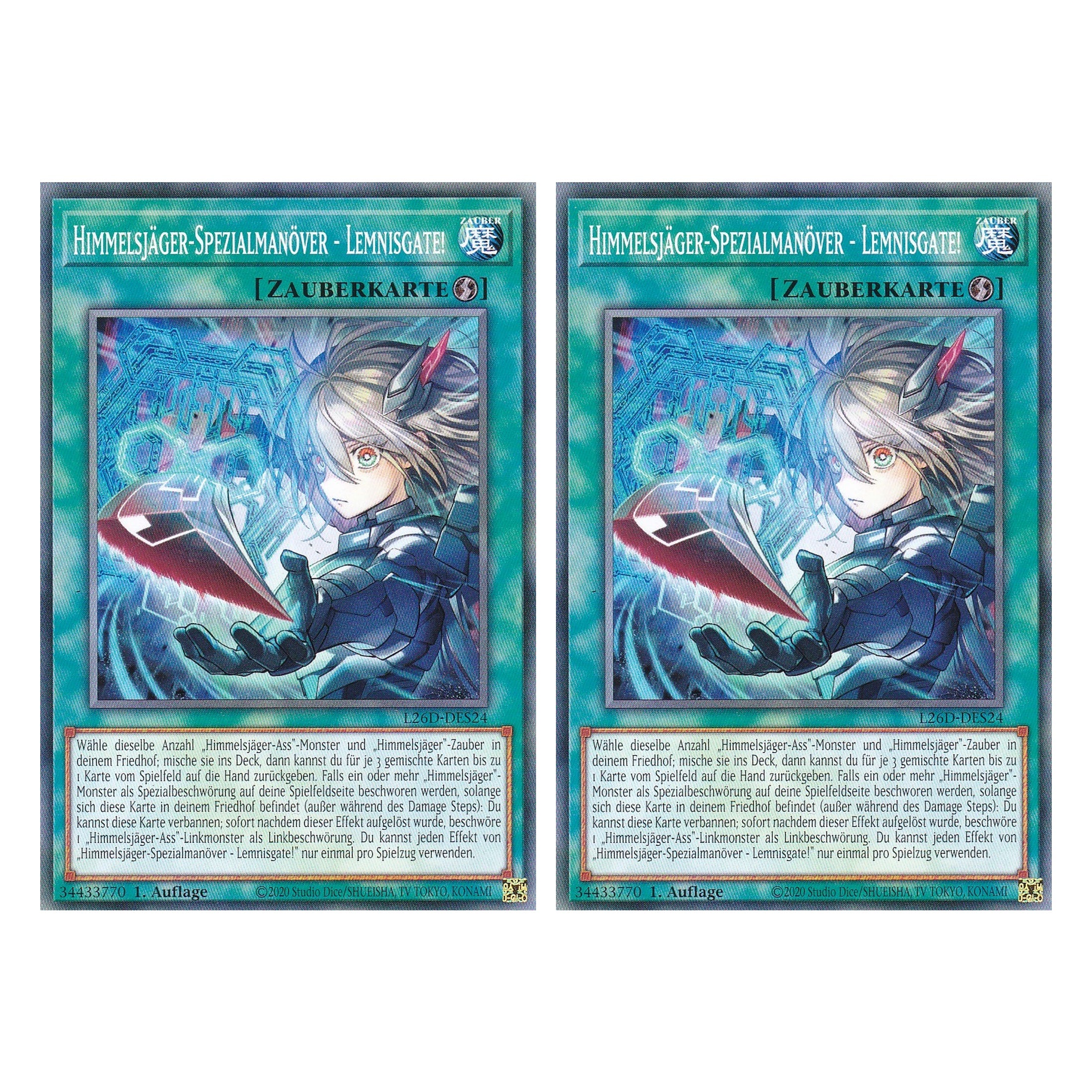 L26D-DES24 - Himmelsjäger-Spezialmanöver - Lemnisgate! - Common - Deutsch - 1. Auflage - Legendary Modern Decks 2026 - Duo Set (2 Stück) - Yu-Gi-Oh! - mit LMS Trading Fieldcenter Karte