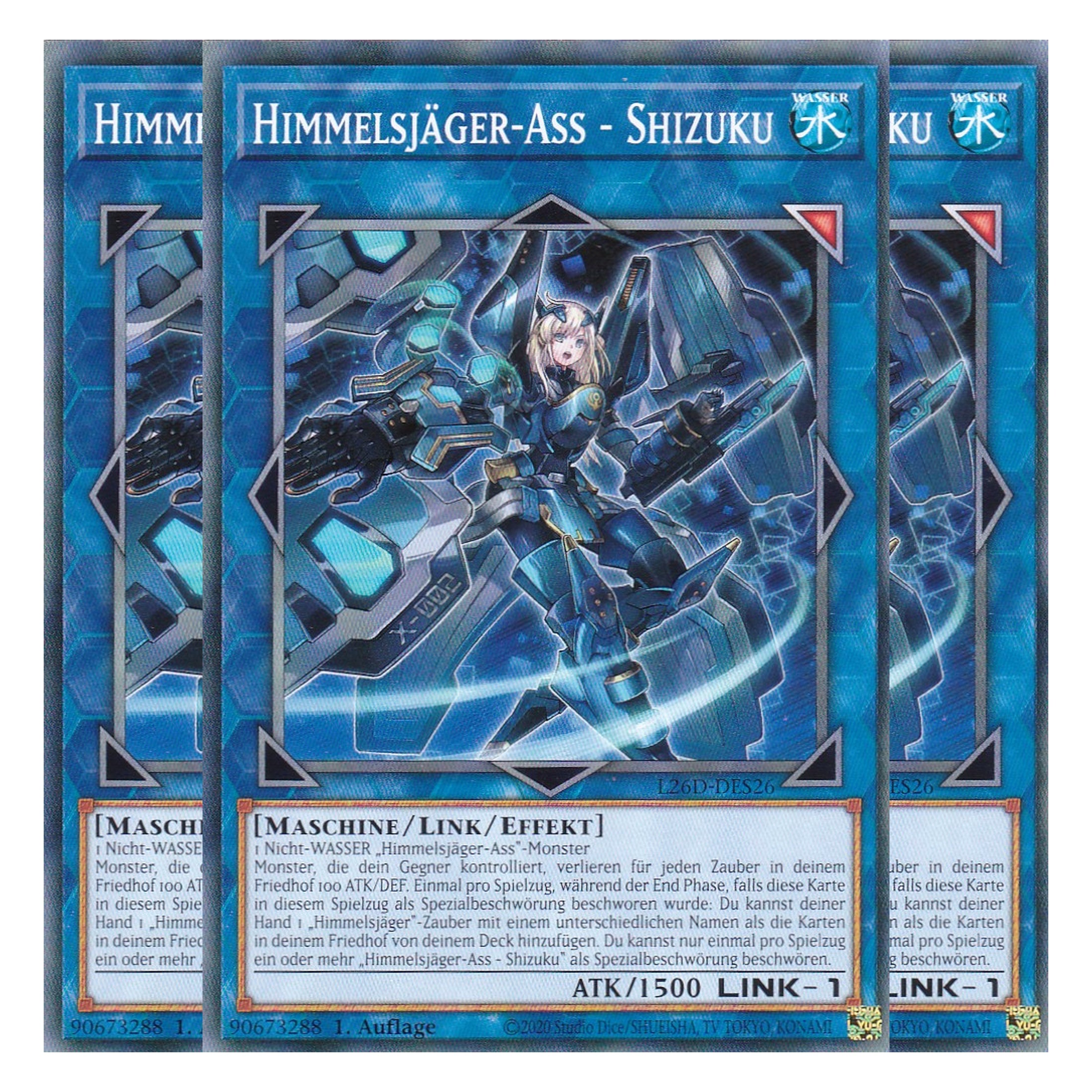 L26D-DES26 - Himmelsjäger-Ass - Shizuku - Common - Deutsch - 1. Auflage - Legendary Modern Decks 2026 - Playset (3 Kopien) - Yu-Gi-Oh! - mit LMS Trading Fieldcenter Karte