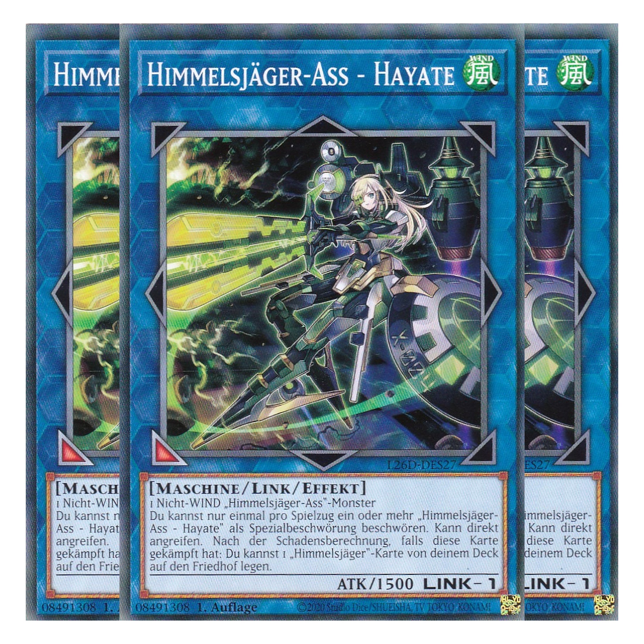 L26D-DES27 - Himmelsjäger-Ass - Hayate - Common - Deutsch - 1. Auflage - Legendary Modern Decks 2026 - Playset (3 Kopien) - Yu-Gi-Oh! - mit LMS Trading Fieldcenter Karte
