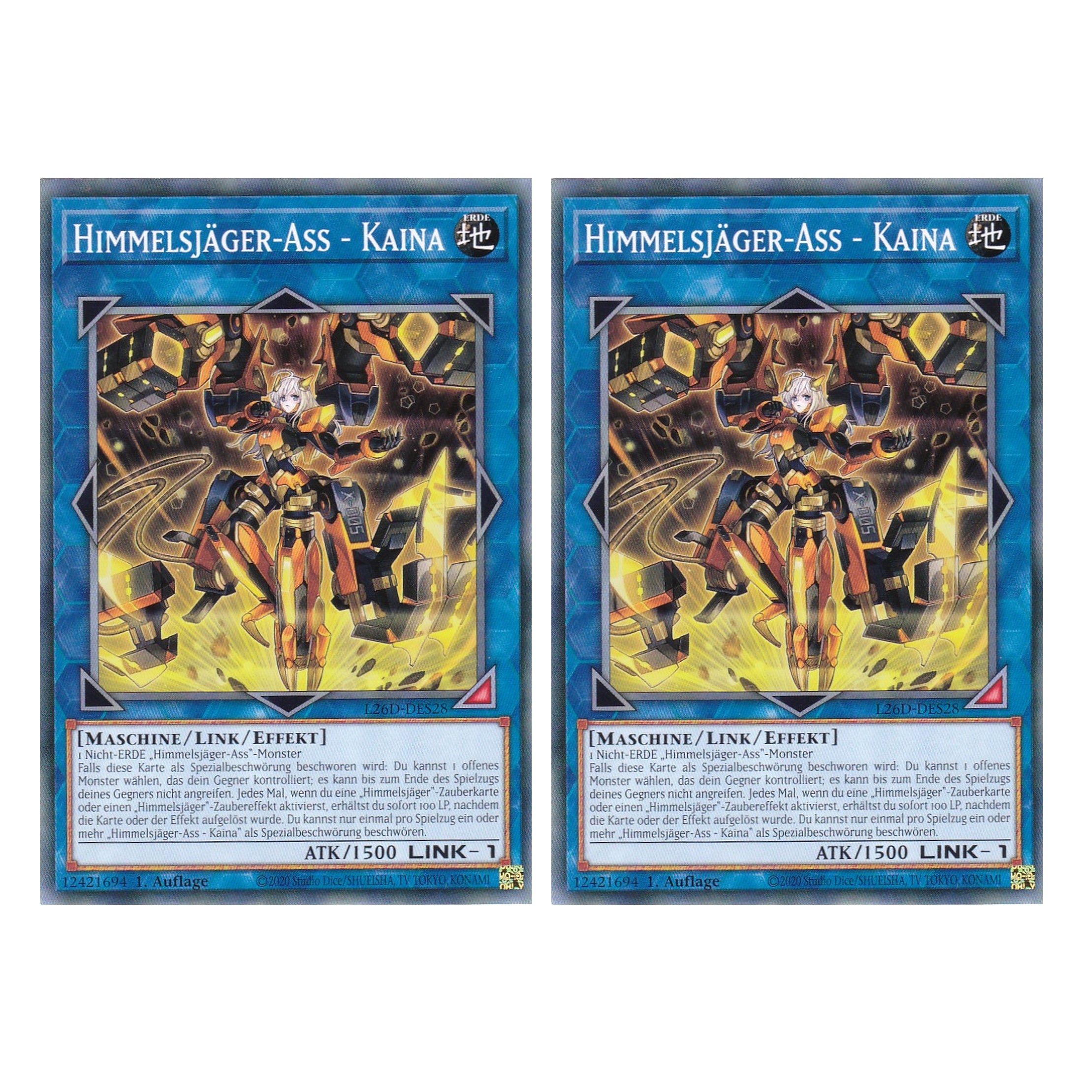 L26D-DES28 - Himmelsjäger-Ass - Kaina - Common - Deutsch - 1. Auflage - Legendary Modern Decks 2026 - Duo Set (2 Stück) - Yu-Gi-Oh! - mit LMS Trading Fieldcenter Karte