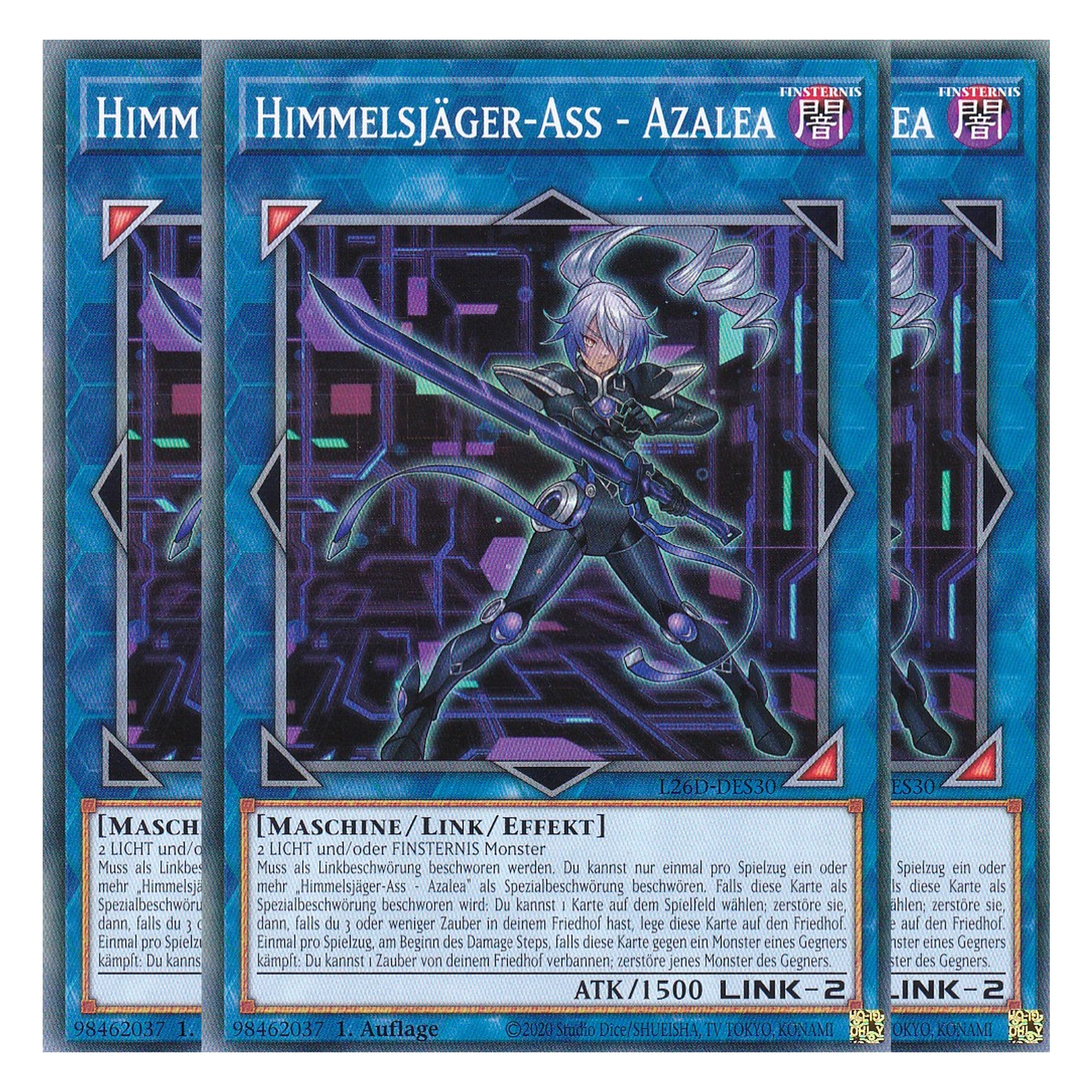 L26D-DES30 - Himmelsjäger-Ass - Azalea - Common - Deutsch - 1. Auflage - Legendary Modern Decks 2026 - Playset (3 Kopien) - Yu-Gi-Oh! - mit LMS Trading Fieldcenter Karte
