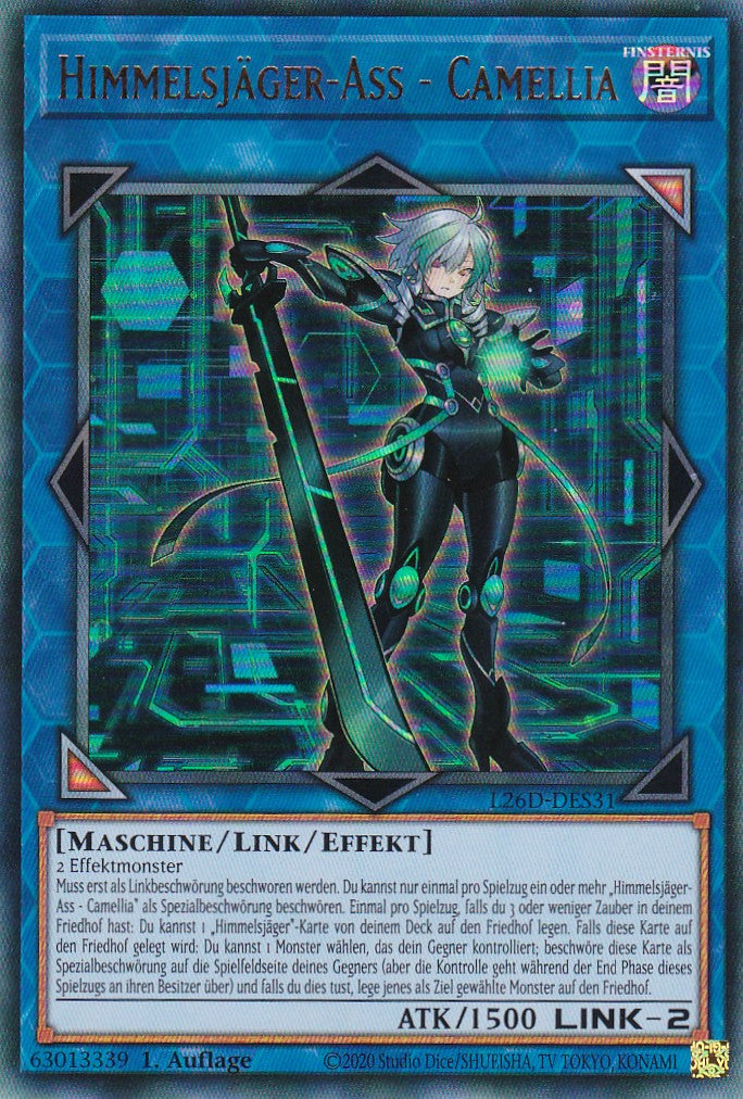 L26D-DES31 - Himmelsjäger-Ass - Camellia - Ultra Rare - Deutsch - Legendary Modern Decks 2026 - Yu-Gi-Oh! - mit LMS Trading Fieldcenter Karte