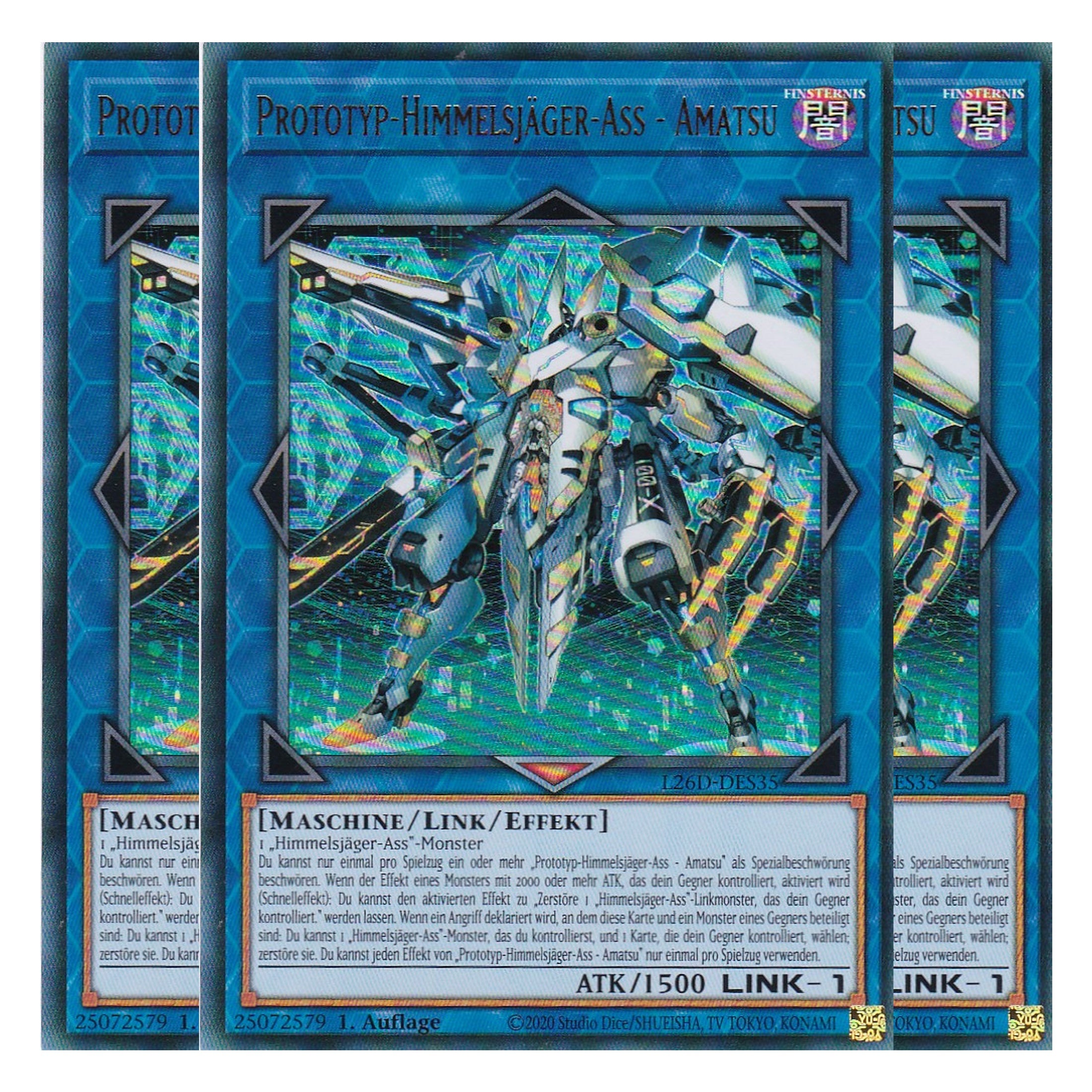 L26D-DES35 - Prototyp-Himmelsjäger-Ass - Amatsu - Ultra Rare - Deutsch - 1. Auflage - Legendary Modern Decks 2026 - Playset (3 Kopien) - Yu-Gi-Oh! - mit LMS Trading Fieldcenter Karte