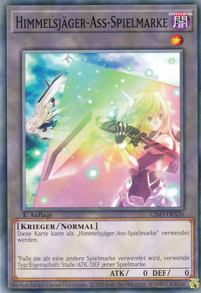 L26D-DES36 - Himmelsjäger-Ass-Spielmarke - Common - Deutsch - Legendary Modern Decks 2026 - Yu-Gi-Oh! - mit LMS Trading Fieldcenter Karte