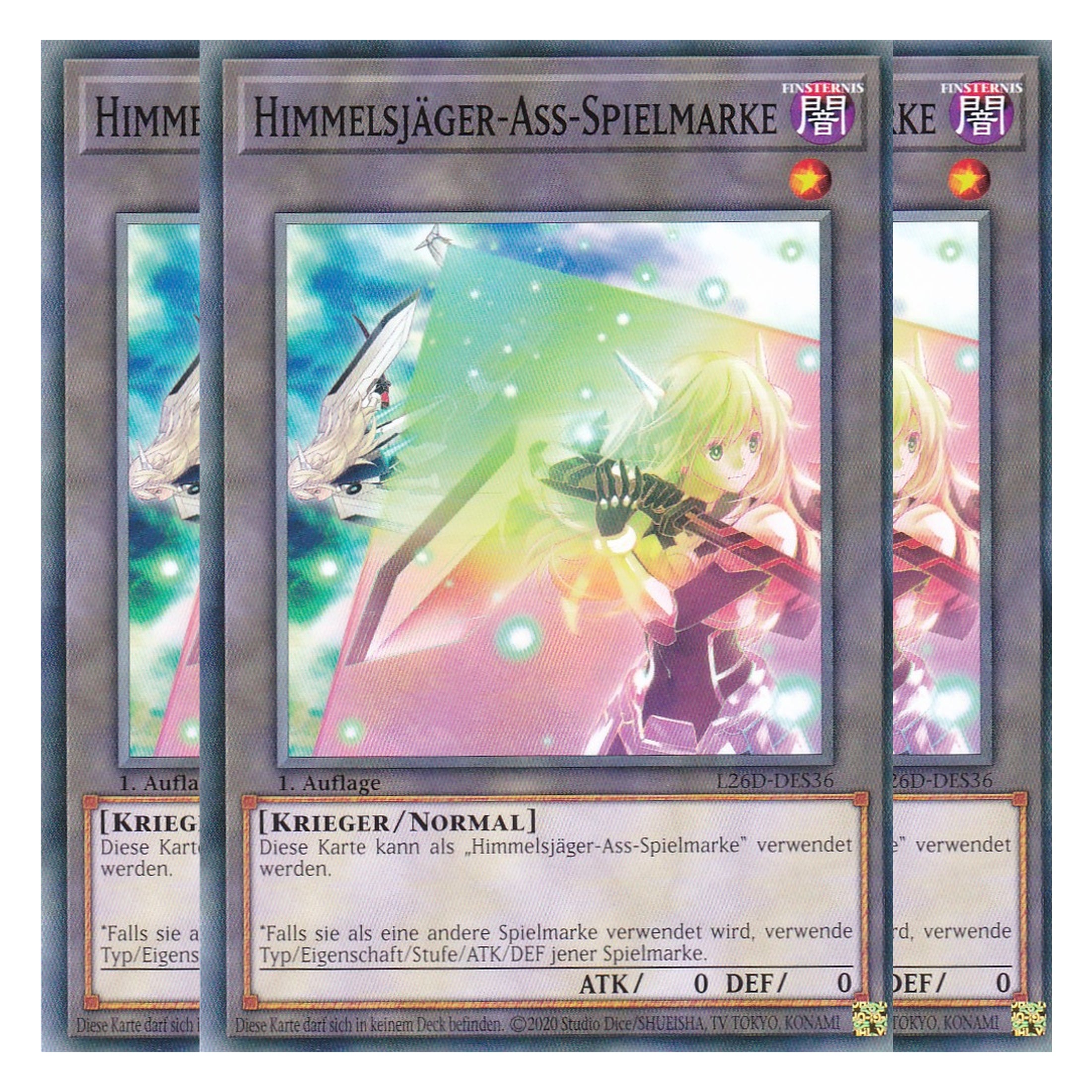 L26D-DES36 - Himmelsjäger-Ass-Spielmarke - Common - Deutsch - 1. Auflage - Legendary Modern Decks 2026 - Playset (3 Kopien) - Yu-Gi-Oh! - mit LMS Trading Fieldcenter Karte