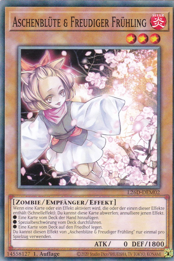 L26D-DEM02 - Aschenblüte & Freudiger Frühling - Common - Deutsch - Legendary Modern Decks 2026 - Yu-Gi-Oh! - mit LMS Trading Fieldcenter Karte