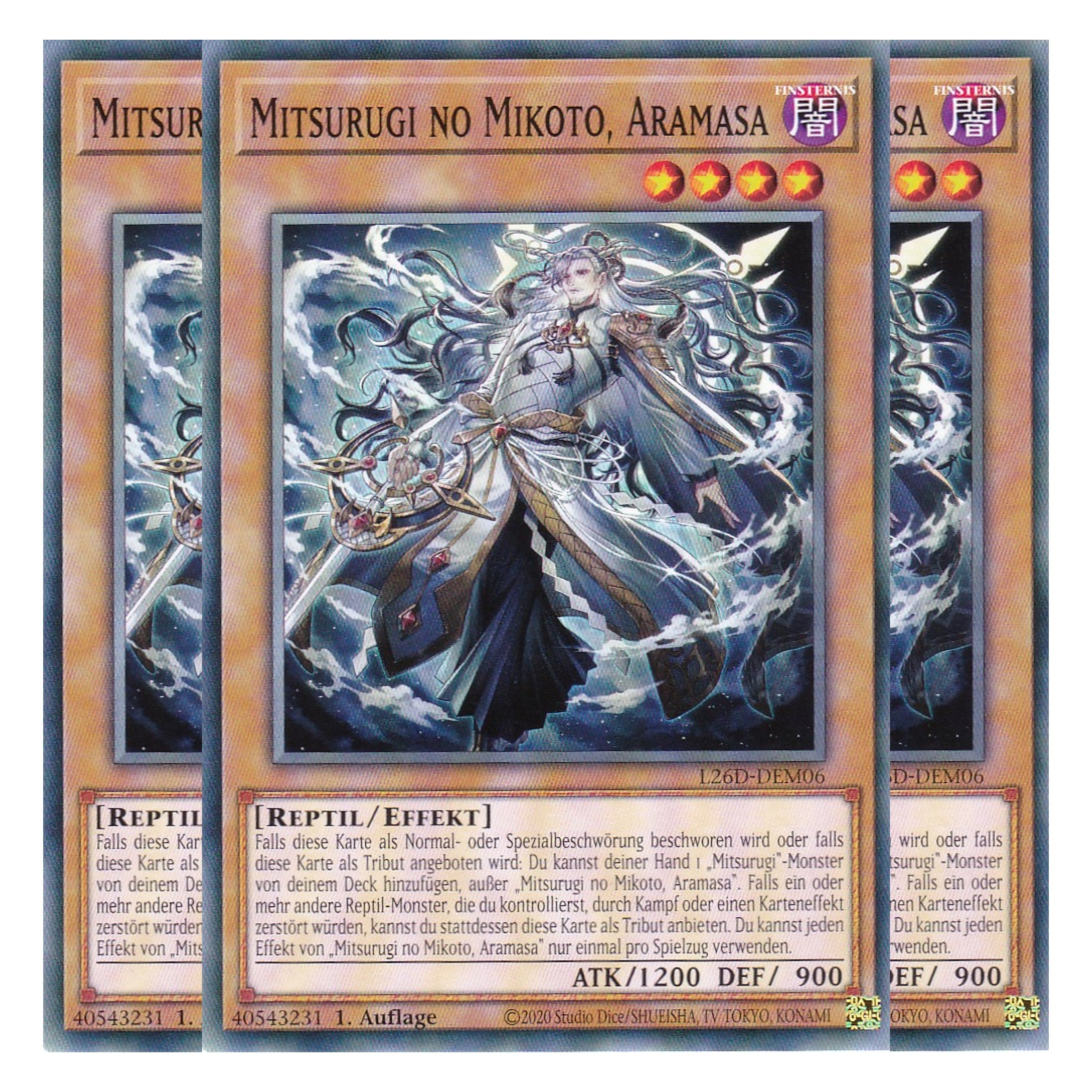 L26D-DEM06 - Mitsurugi no Mikoto, Aramasa - Common - Deutsch - 1. Auflage - Legendary Modern Decks 2026 - Playset (3 Kopien) - Yu-Gi-Oh! - mit LMS Trading Fieldcenter Karte