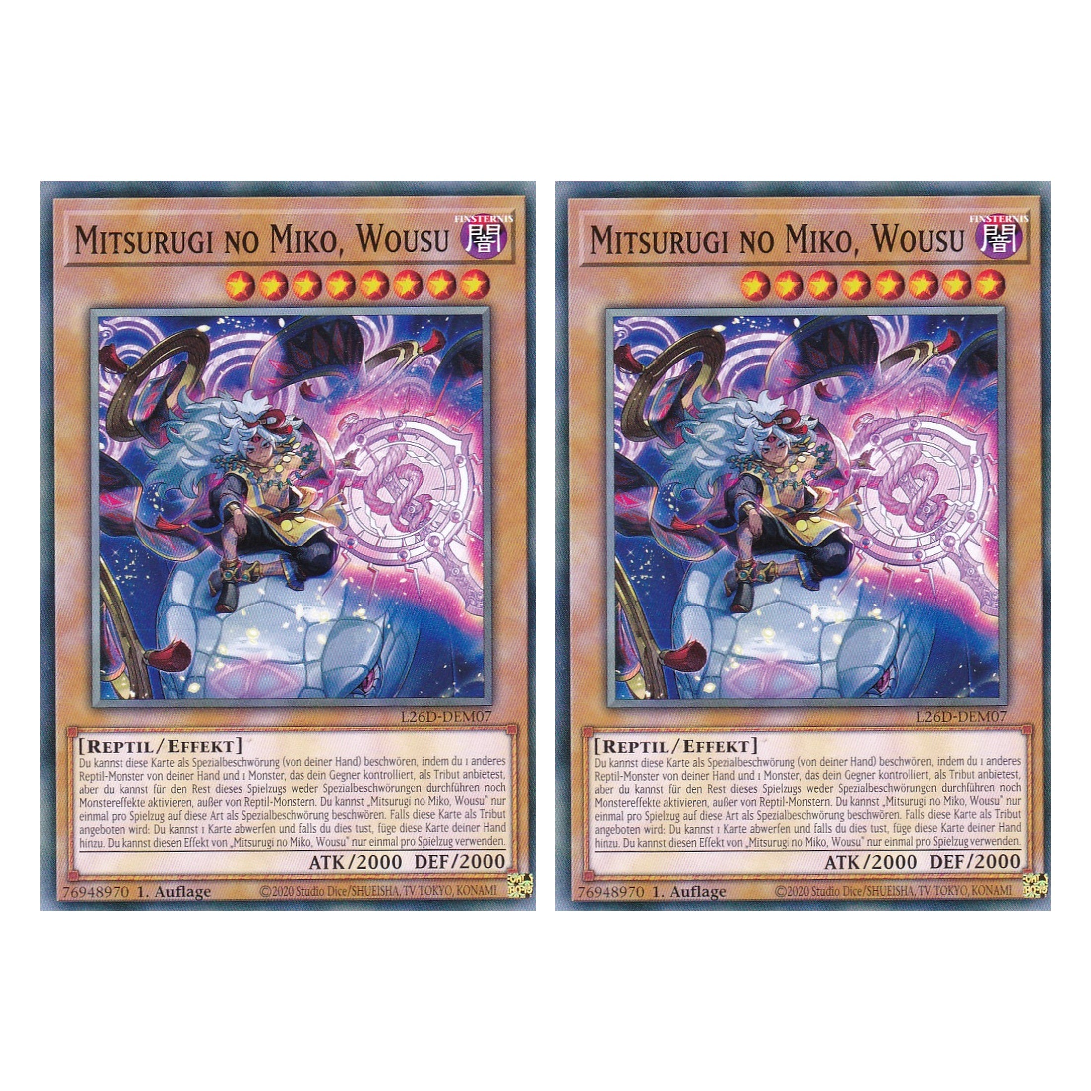 L26D-DEM07 - Mitsurugi no Miko, Wousu - Common - Deutsch - 1. Auflage - Legendary Modern Decks 2026 - Duo Set (2 Stück) - Yu-Gi-Oh! - mit LMS Trading Fieldcenter Karte