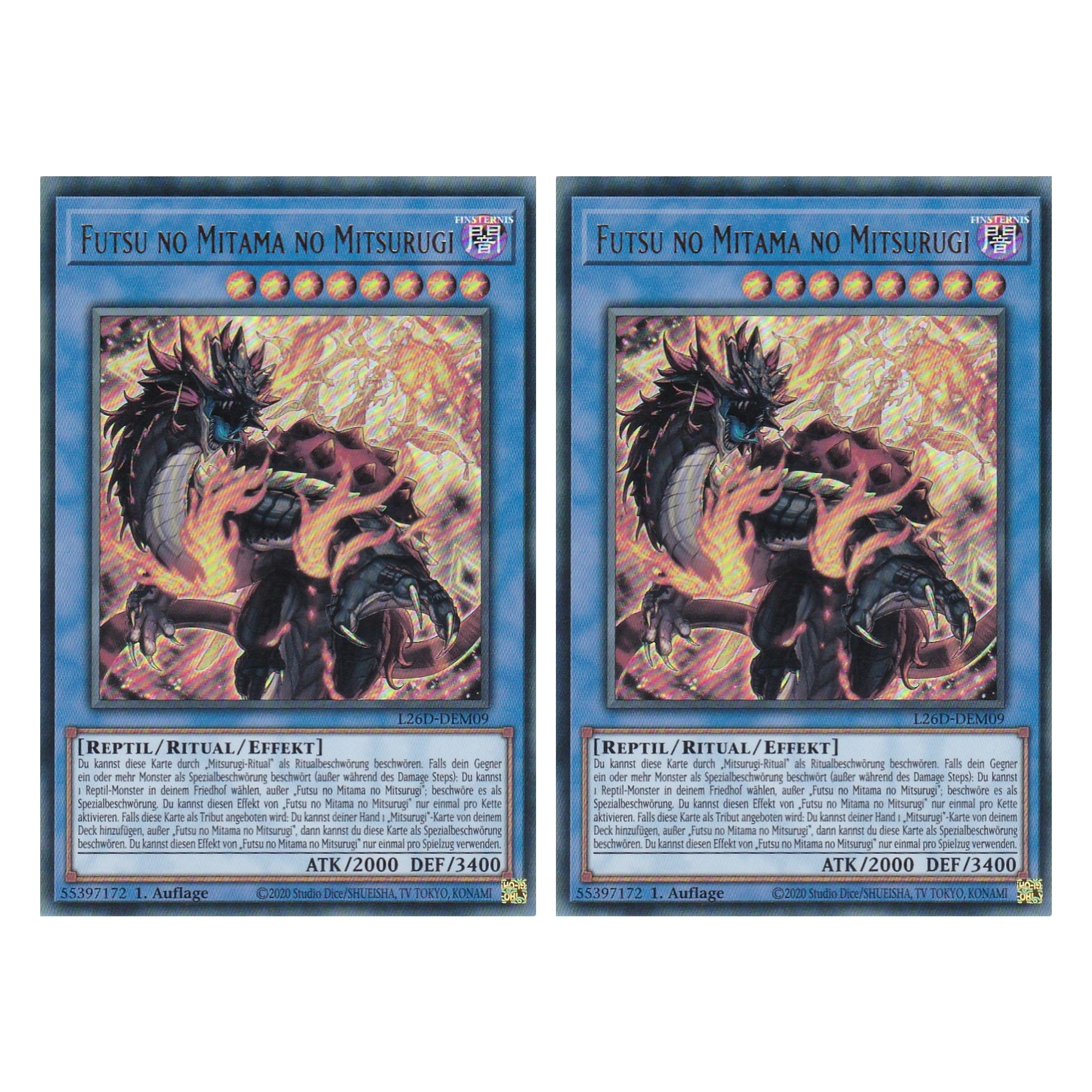 L26D-DEM09 - Futsu no Mitama no Mitsurugi - Ultra Rare - Deutsch - 1. Auflage - Legendary Modern Decks 2026 - Duo Set (2 Stück) - Yu-Gi-Oh! - mit LMS Trading Fieldcenter Karte