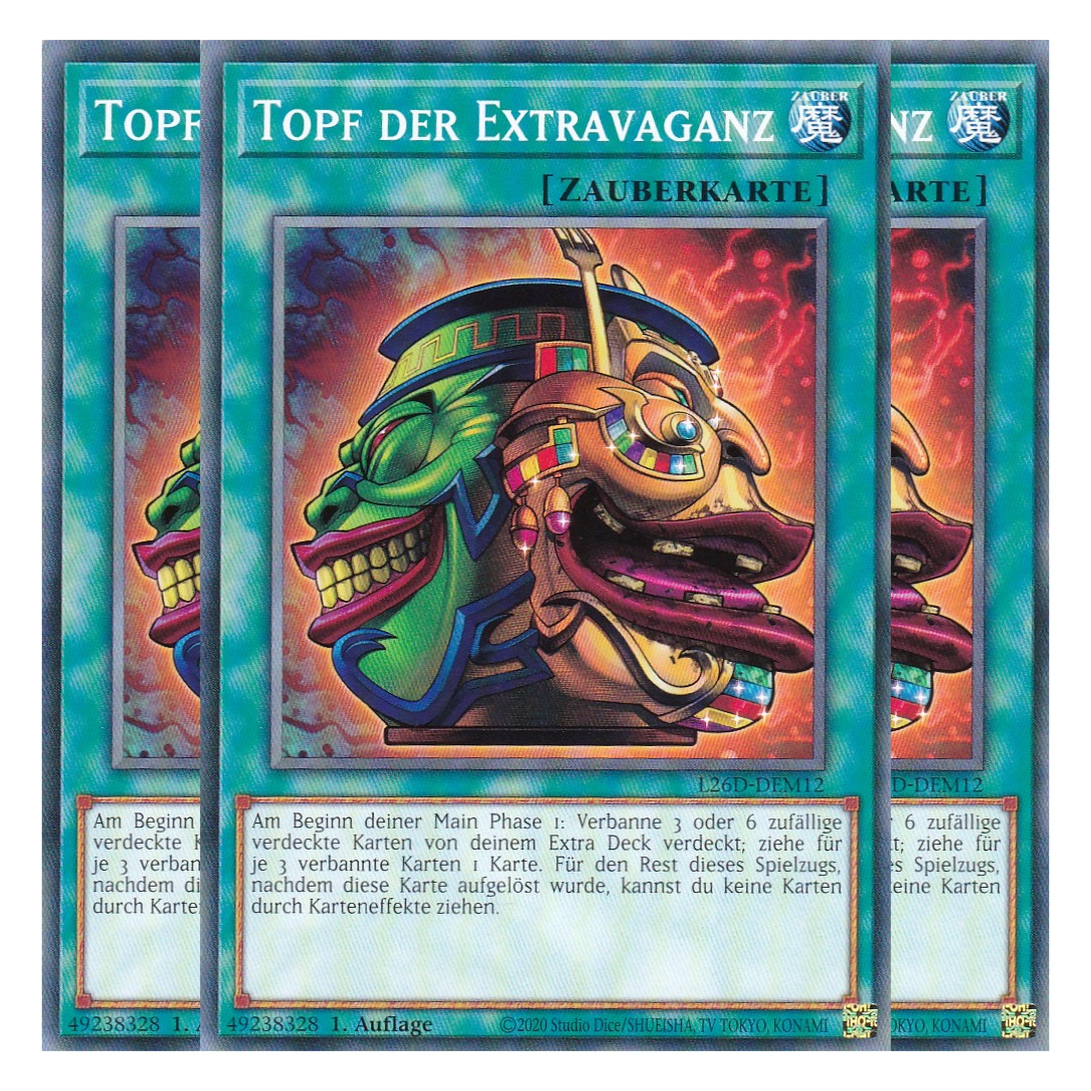 L26D-DEM12 - Topf der Extravaganz - Common - Deutsch - 1. Auflage - Legendary Modern Decks 2026 - Playset (3 Kopien) - Yu-Gi-Oh! - mit LMS Trading Fieldcenter Karte