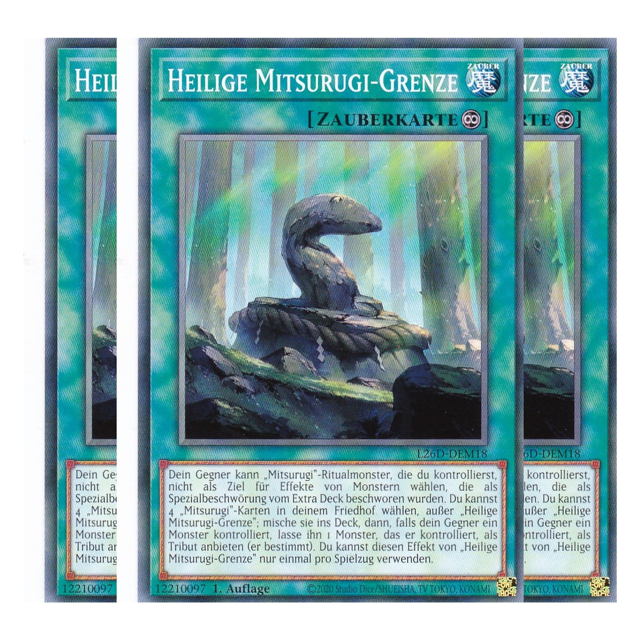 L26D-DEM18 - Heilige Mitsurugi-Grenze - Common - Deutsch - 1. Auflage - Legendary Modern Decks 2026 - Playset (3 Kopien) - Yu-Gi-Oh! - mit LMS Trading Fieldcenter Karte