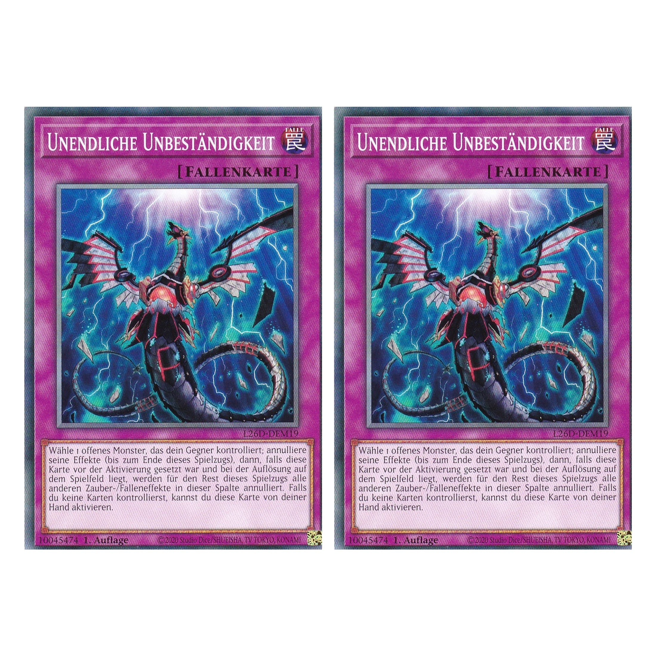 L26D-DEM19 - Unendliche Unbeständigkeit - Common - Deutsch - 1. Auflage - Legendary Modern Decks 2026 - Duo Set (2 Stück) - Yu-Gi-Oh! - mit LMS Trading Fieldcenter Karte