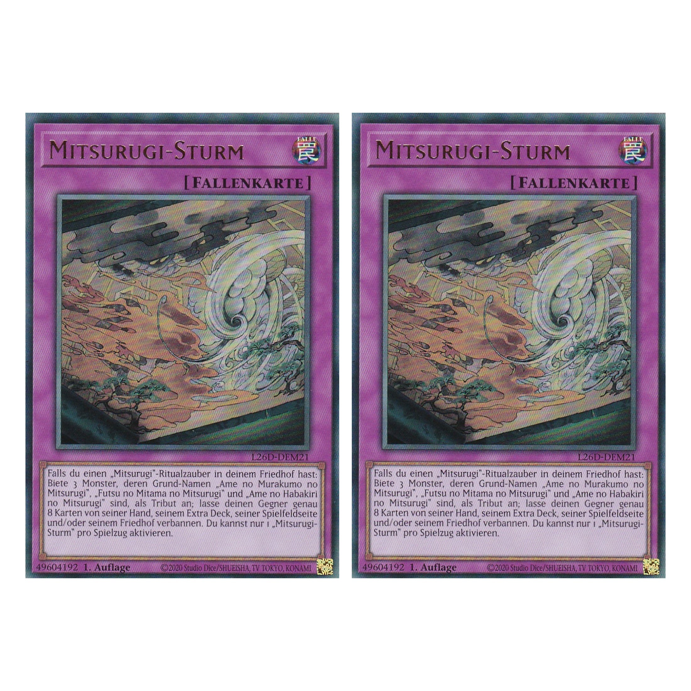 L26D-DEM21 - Mitsurugi-Sturm - Ultra Rare - Deutsch - 1. Auflage - Legendary Modern Decks 2026 - Duo Set (2 Stück) - Yu-Gi-Oh! - mit LMS Trading Fieldcenter Karte