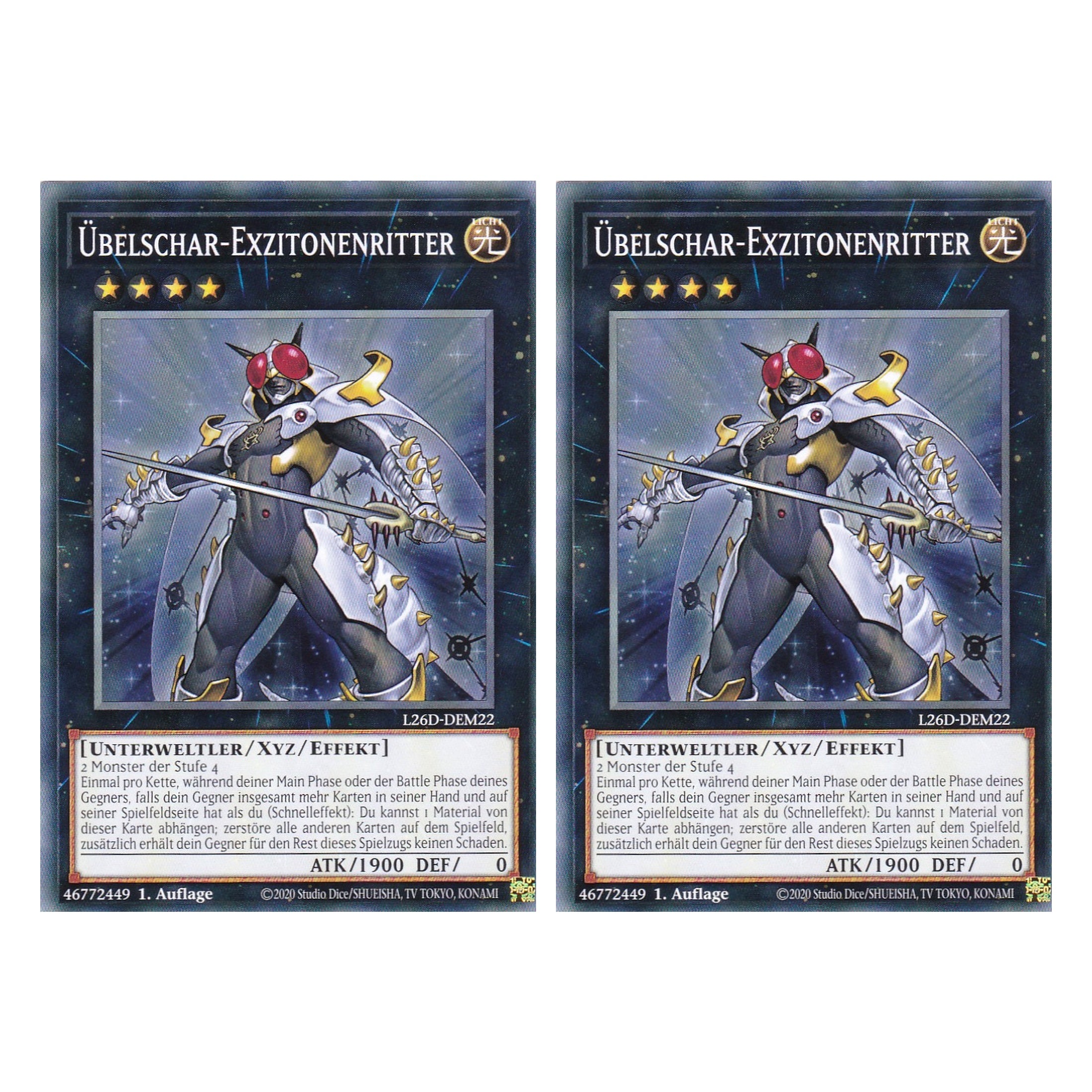 L26D-DEM22 - Übelschar-Exzitonenritter - Common - Deutsch - 1. Auflage - Legendary Modern Decks 2026 - Duo Set (2 Stück) - Yu-Gi-Oh! - mit LMS Trading Fieldcenter Karte
