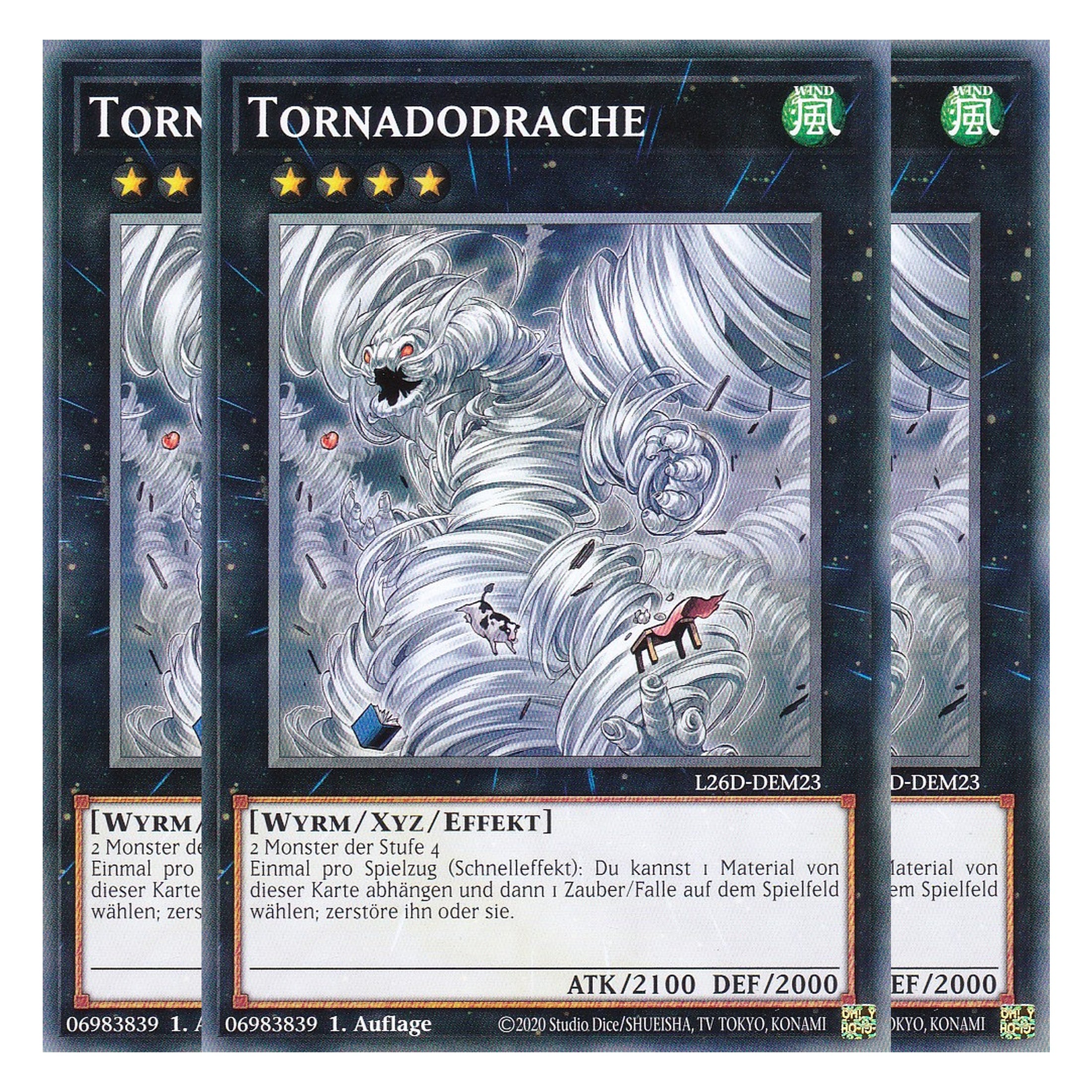 L26D-DEM23 - Tornadodrache - Common - Deutsch - 1. Auflage - Legendary Modern Decks 2026 - Playset (3 Kopien) - Yu-Gi-Oh! - mit LMS Trading Fieldcenter Karte