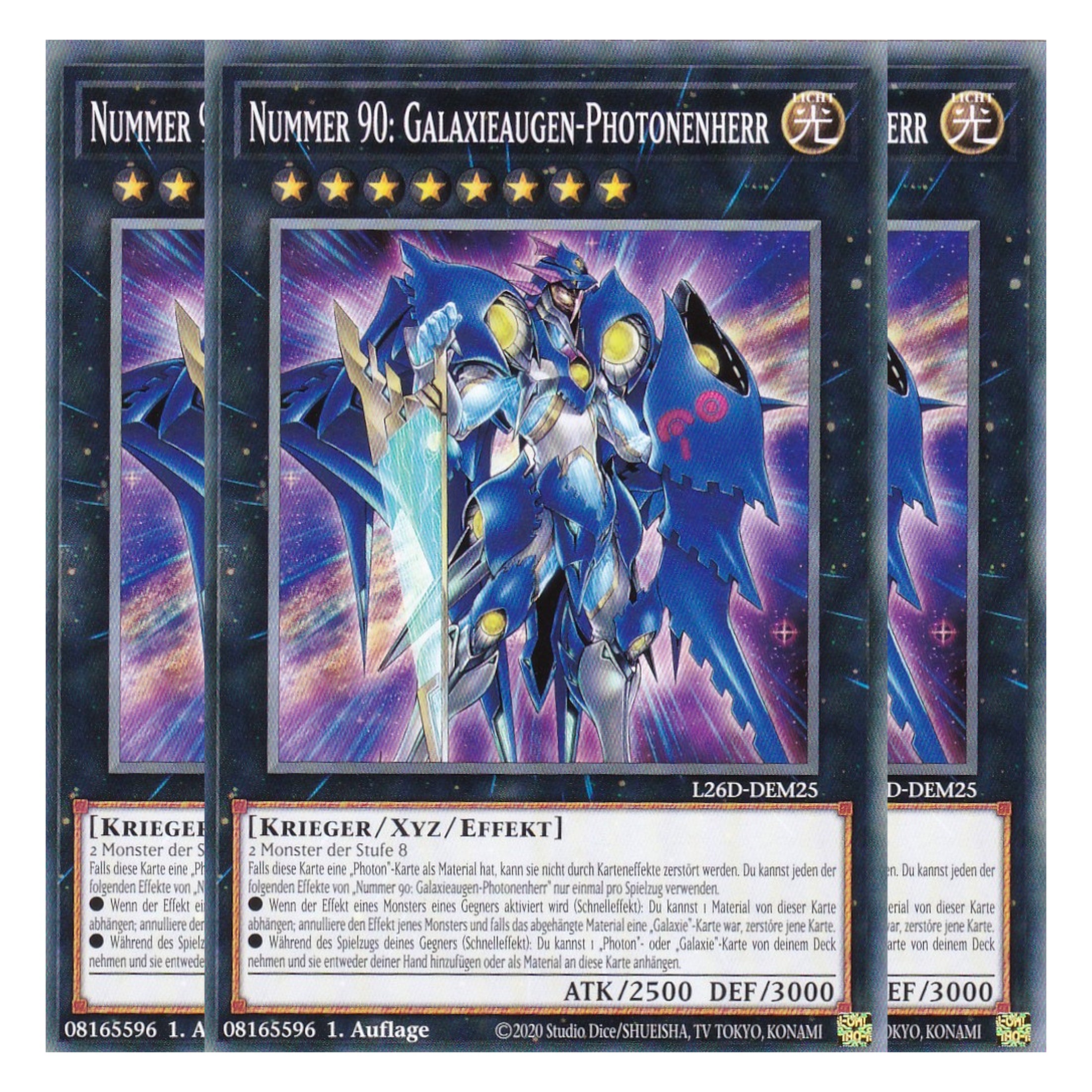 L26D-DEM25 - Nummer 90: Galaxieaugen-Photonenherr - Common - Deutsch - 1. Auflage - Legendary Modern Decks 2026 - Playset (3 Kopien) - Yu-Gi-Oh! - mit LMS Trading Fieldcenter Karte