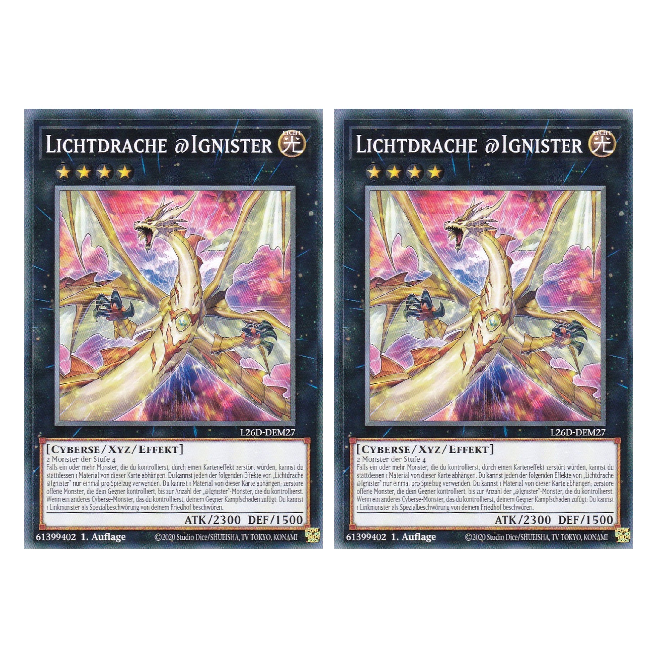 L26D-DEM27 - Lichtdrache @Ignister - Common - Deutsch - 1. Auflage - Legendary Modern Decks 2026 - Duo Set (2 Stück) - Yu-Gi-Oh! - mit LMS Trading Fieldcenter Karte