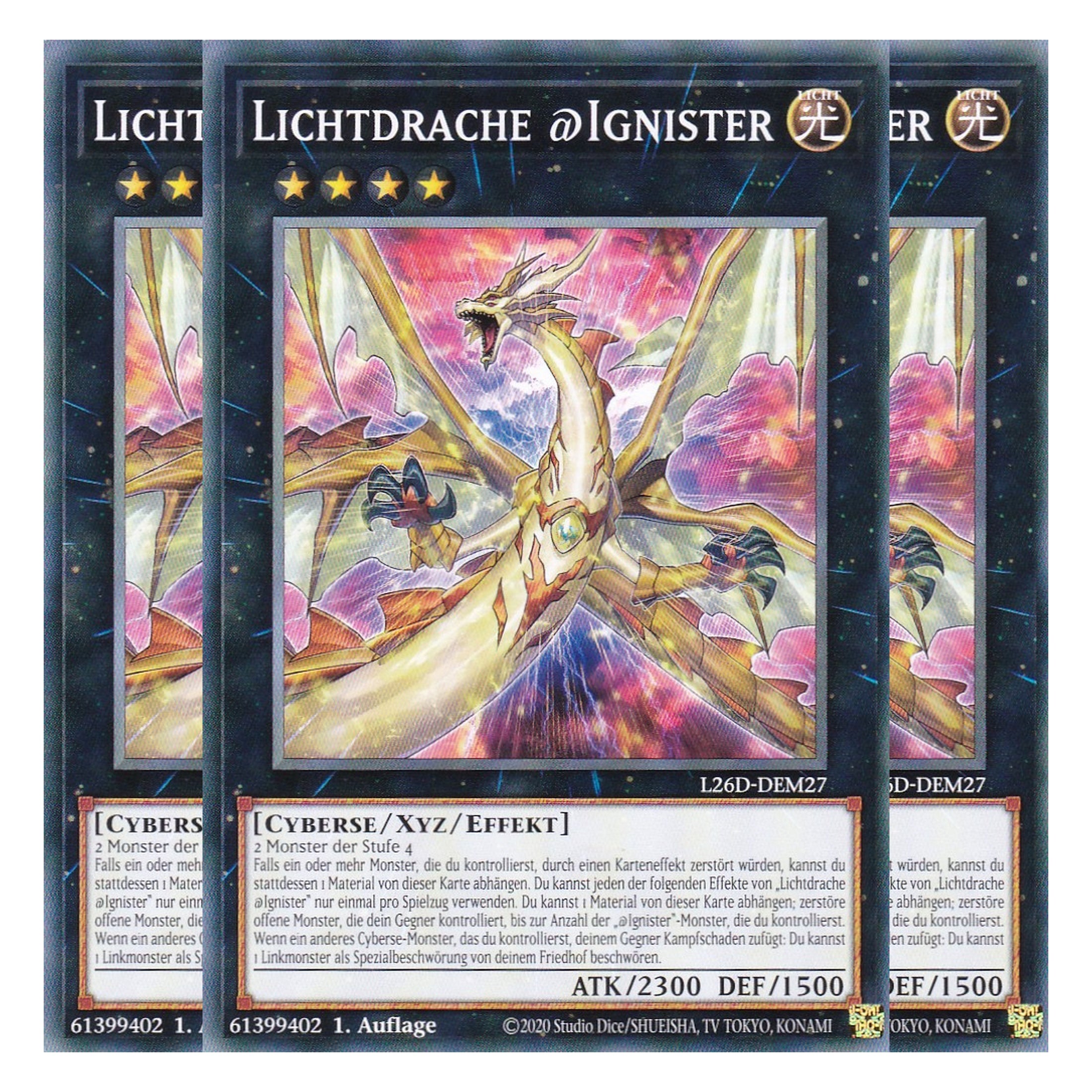 L26D-DEM27 - Lichtdrache @Ignister - Common - Deutsch - 1. Auflage - Legendary Modern Decks 2026 - Playset (3 Kopien) - Yu-Gi-Oh! - mit LMS Trading Fieldcenter Karte