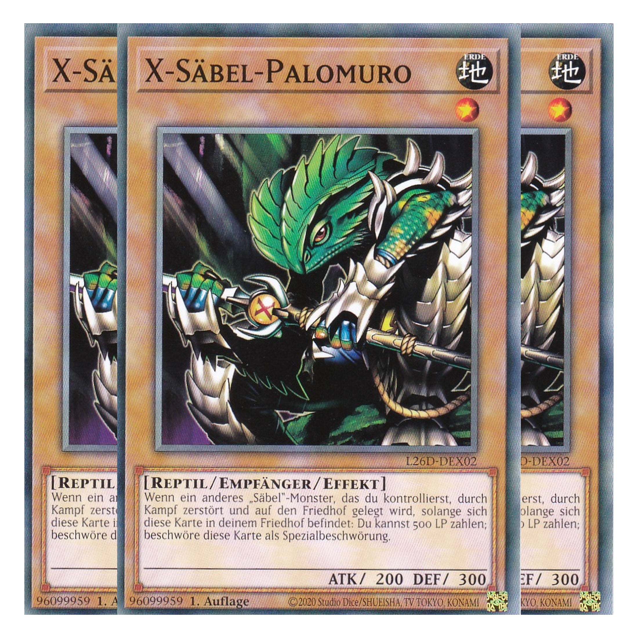 L26D-DEX02 - X-Säbel-Palomuro - Common - Deutsch - 1. Auflage - Legendary Modern Decks 2026 - Playset (3 Kopien) - Yu-Gi-Oh! - mit LMS Trading Fieldcenter Karte