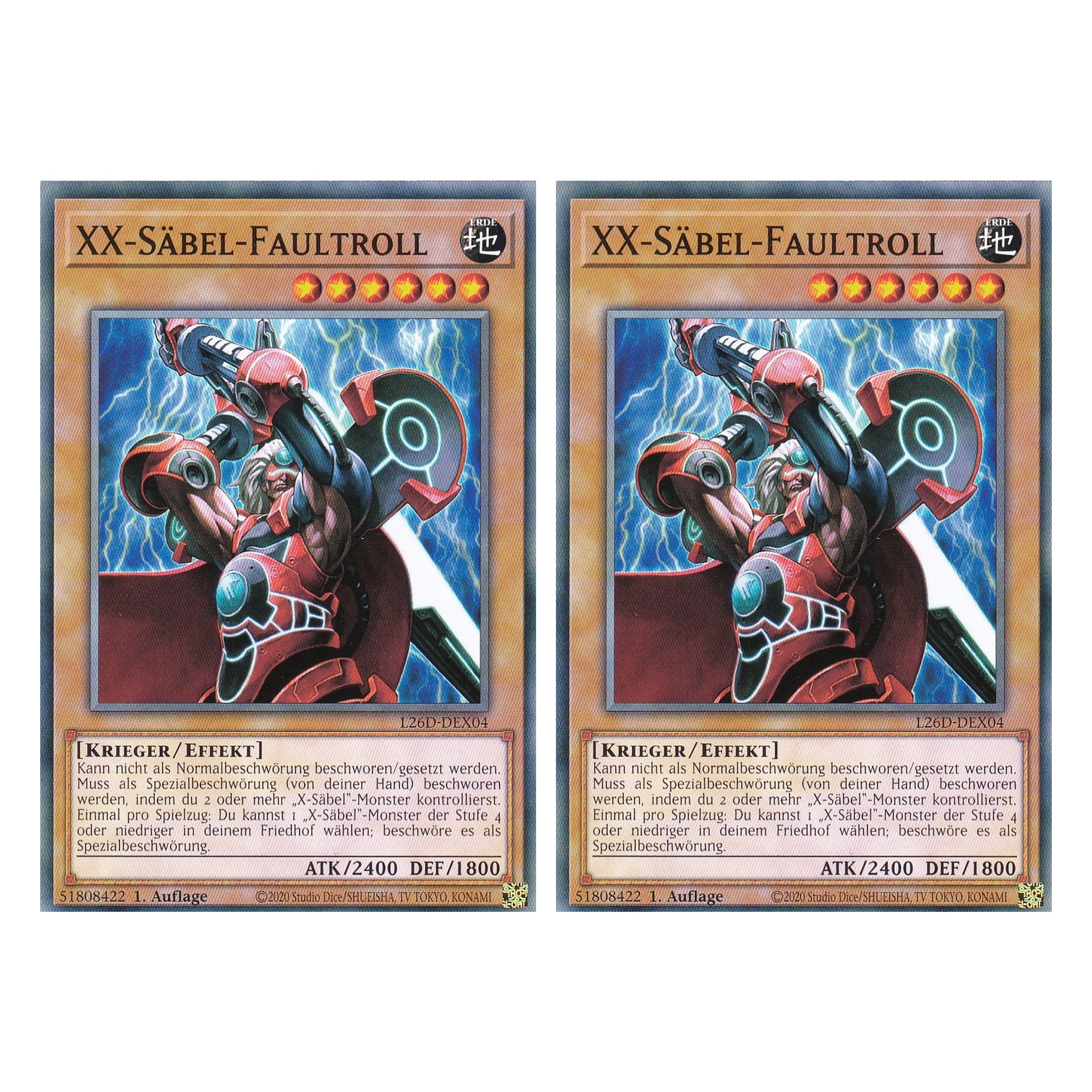 L26D-DEX04 - XX-Säbel-Faultroll - Common - Deutsch - 1. Auflage - Legendary Modern Decks 2026 - Duo Set (2 Stück) - Yu-Gi-Oh! - mit LMS Trading Fieldcenter Karte