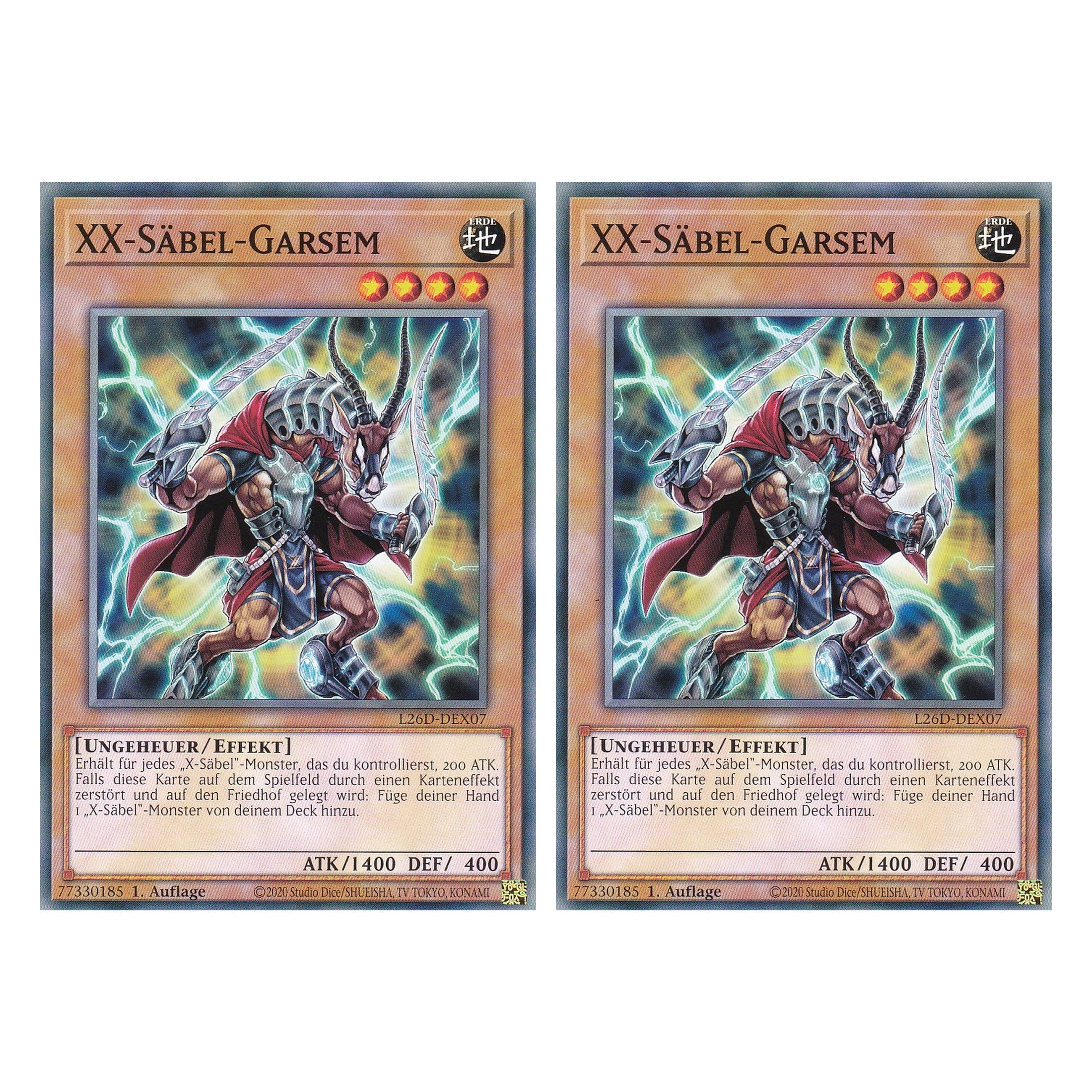 L26D-DEX07 - XX-Säbel-Garsem - Common - Deutsch - 1. Auflage - Legendary Modern Decks 2026 - Duo Set (2 Stück) - Yu-Gi-Oh! - mit LMS Trading Fieldcenter Karte