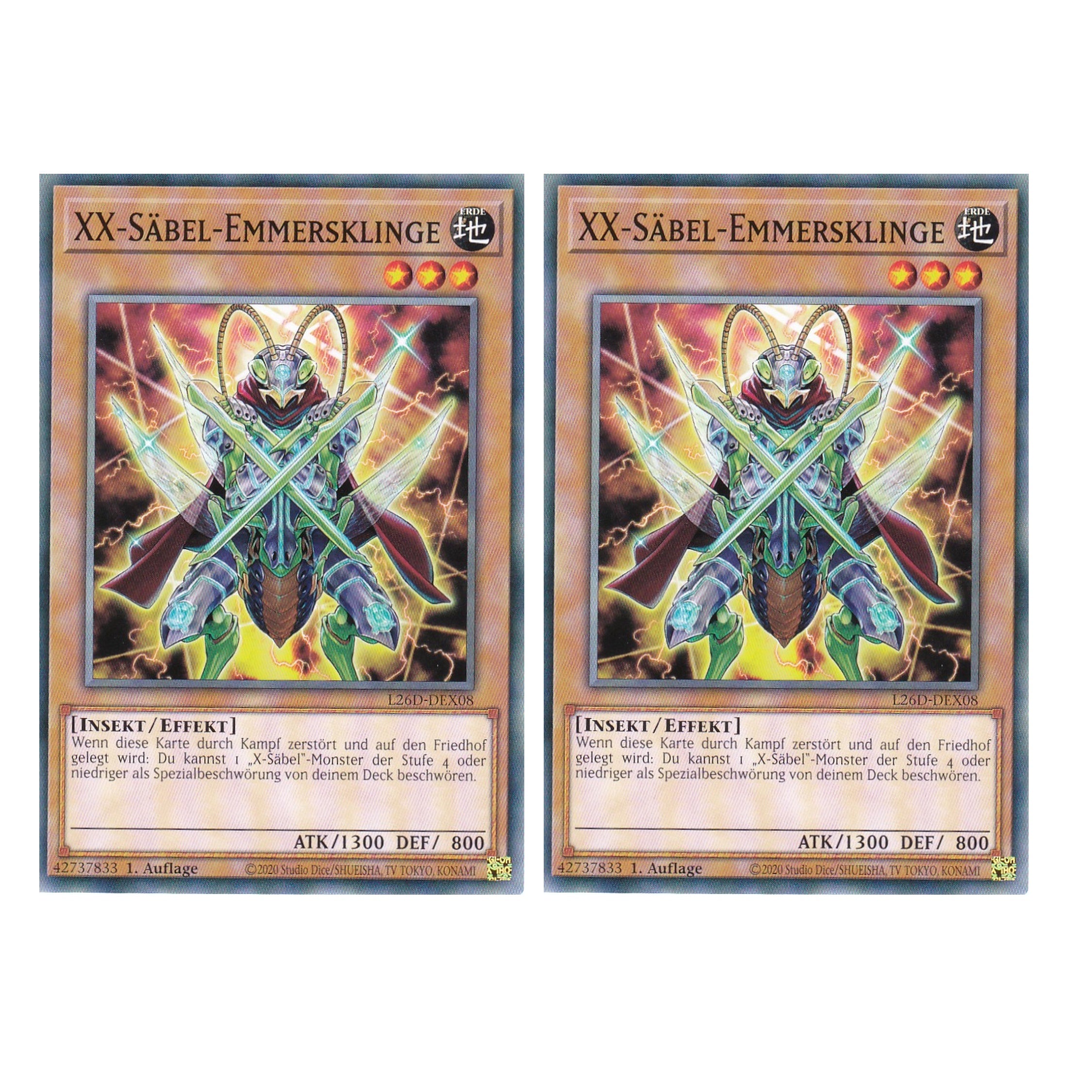 L26D-DEX08 - XX-Säbel-Emmersklinge - Common - Deutsch - 1. Auflage - Legendary Modern Decks 2026 - Duo Set (2 Stück) - Yu-Gi-Oh! - mit LMS Trading Fieldcenter Karte
