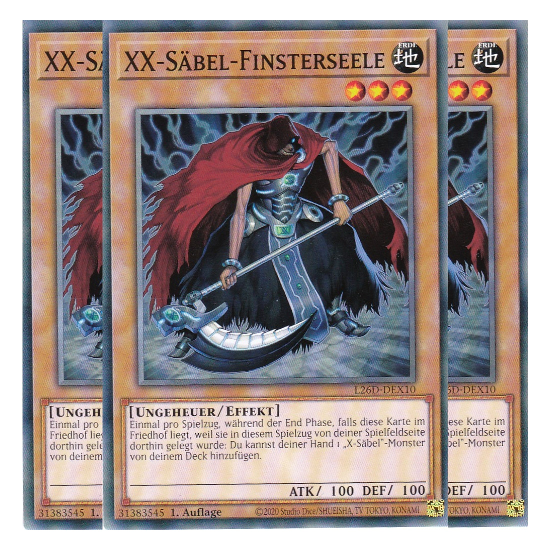 L26D-DEX10 - XX-Säbel-Finsterseele - Common - Deutsch - 1. Auflage - Legendary Modern Decks 2026 - Playset (3 Kopien) - Yu-Gi-Oh! - mit LMS Trading Fieldcenter Karte