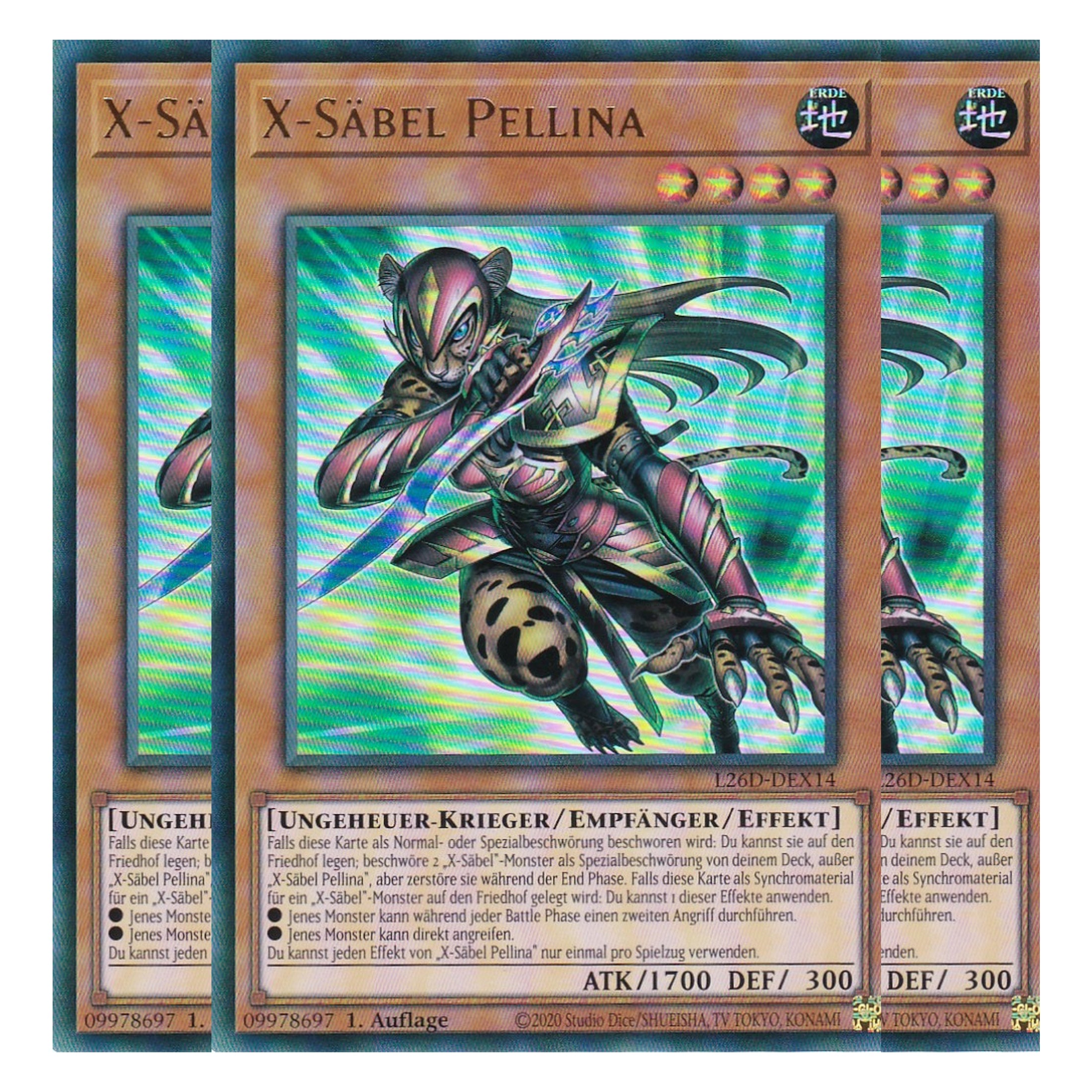 L26D-DEX14 - X-Säbel Pellina -  Ultra Rare - Deutsch - 1. Auflage - Legendary Modern Decks 2026 - Playset (3 Kopien) - Yu-Gi-Oh! - mit LMS Trading Fieldcenter Karte