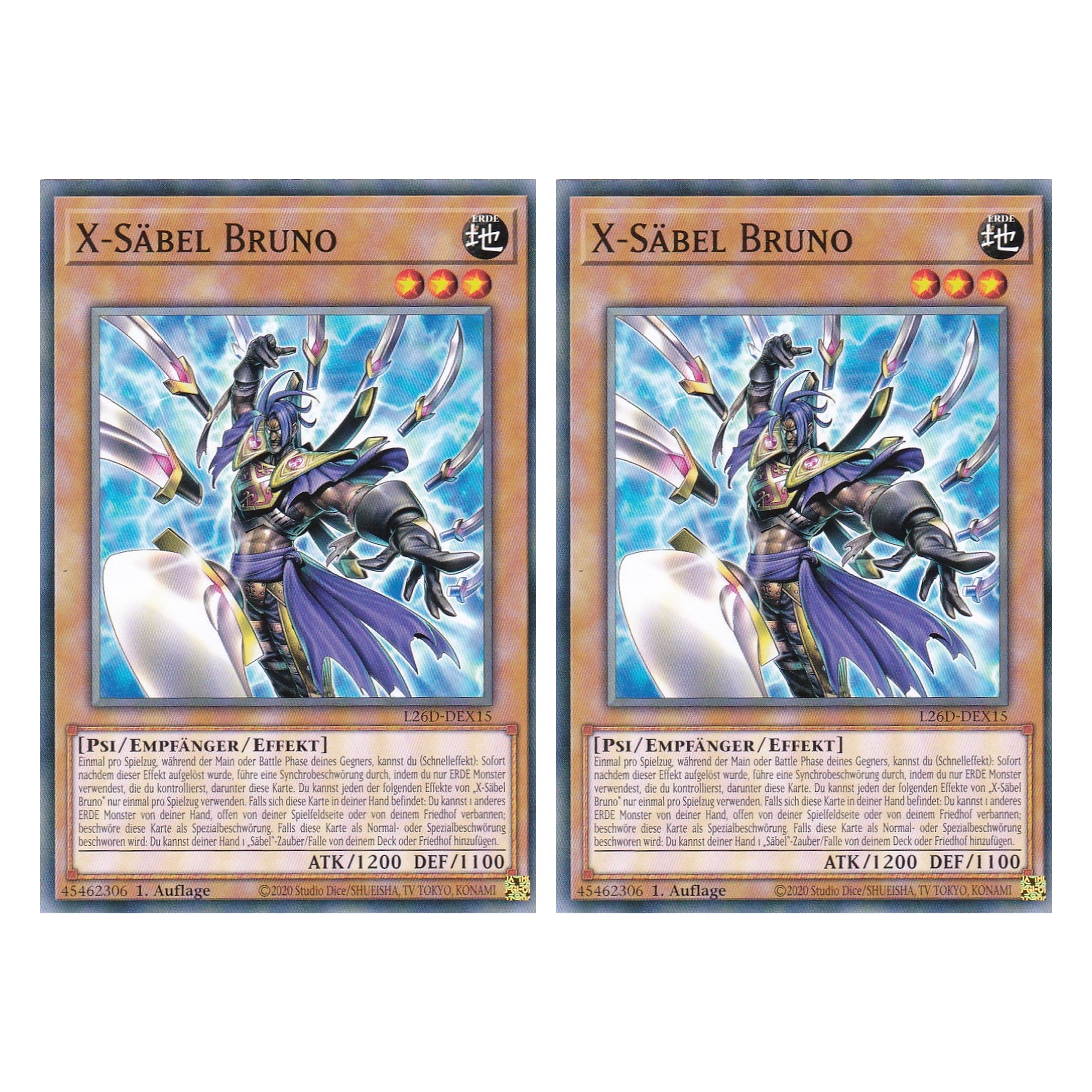 L26D-DEX15 - X-Säbel Bruno - Common - Deutsch - 1. Auflage - Legendary Modern Decks 2026 - Duo Set (2 Stück) - Yu-Gi-Oh! - mit LMS Trading Fieldcenter Karte