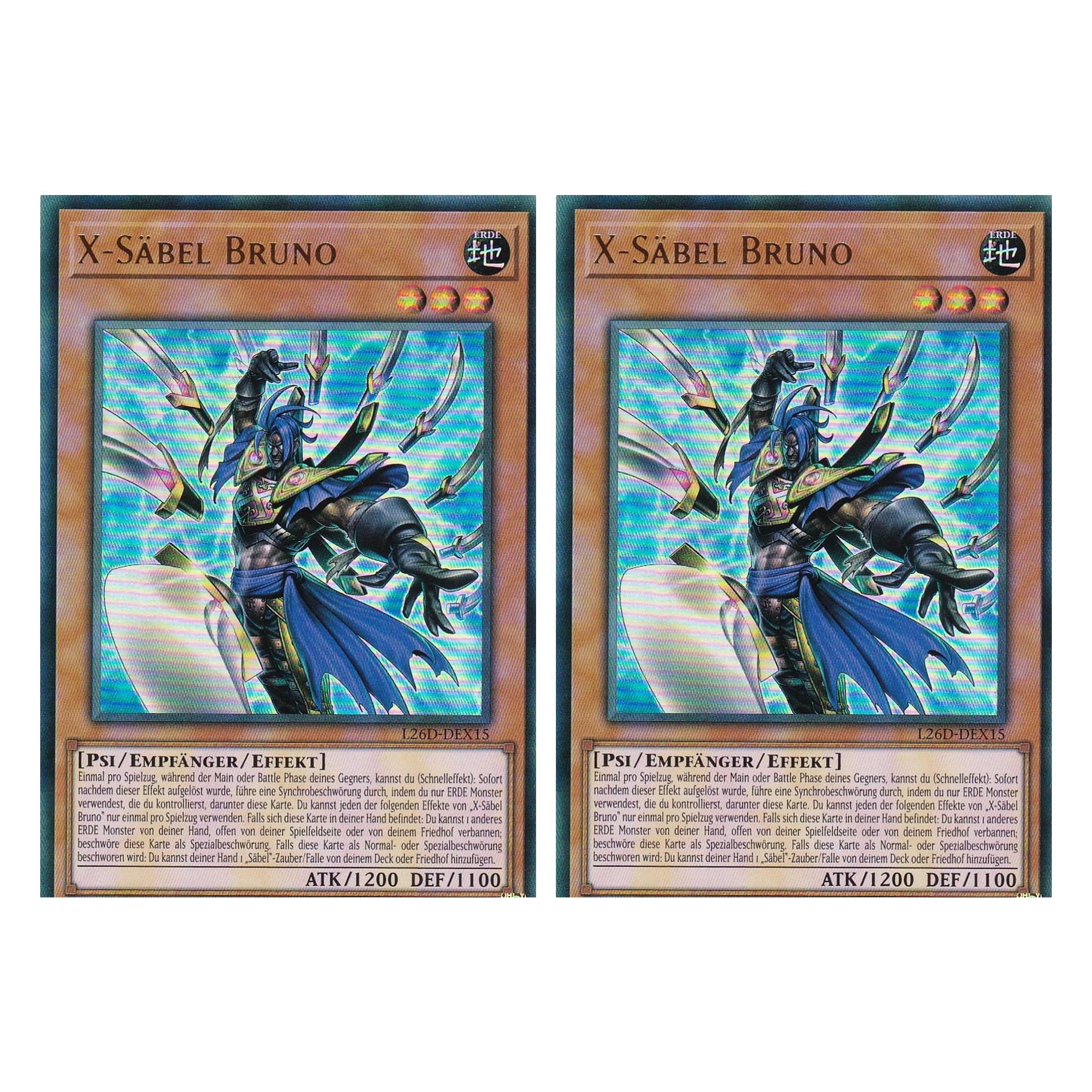 L26D-DEX15 - X-Säbel Bruno - Ultra Rare - Deutsch - 1. Auflage - Legendary Modern Decks 2026 - Duo Set (2 Stück) - Yu-Gi-Oh! - mit LMS Trading Fieldcenter Karte