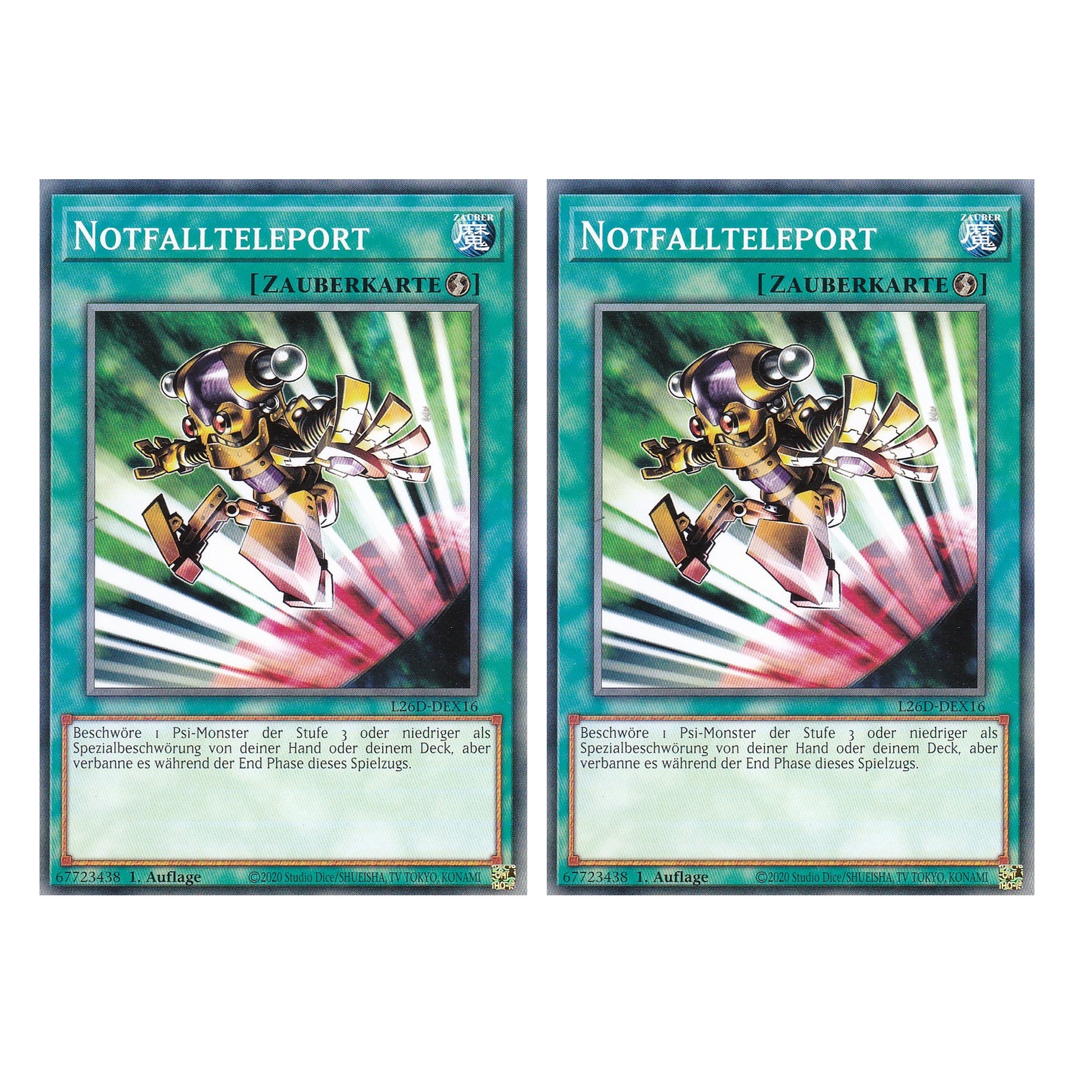 L26D-DEX16 - Notfallteleport - Common - Deutsch - 1. Auflage - Legendary Modern Decks 2026 - Duo Set (2 Stück) - Yu-Gi-Oh! - mit LMS Trading Fieldcenter Karte