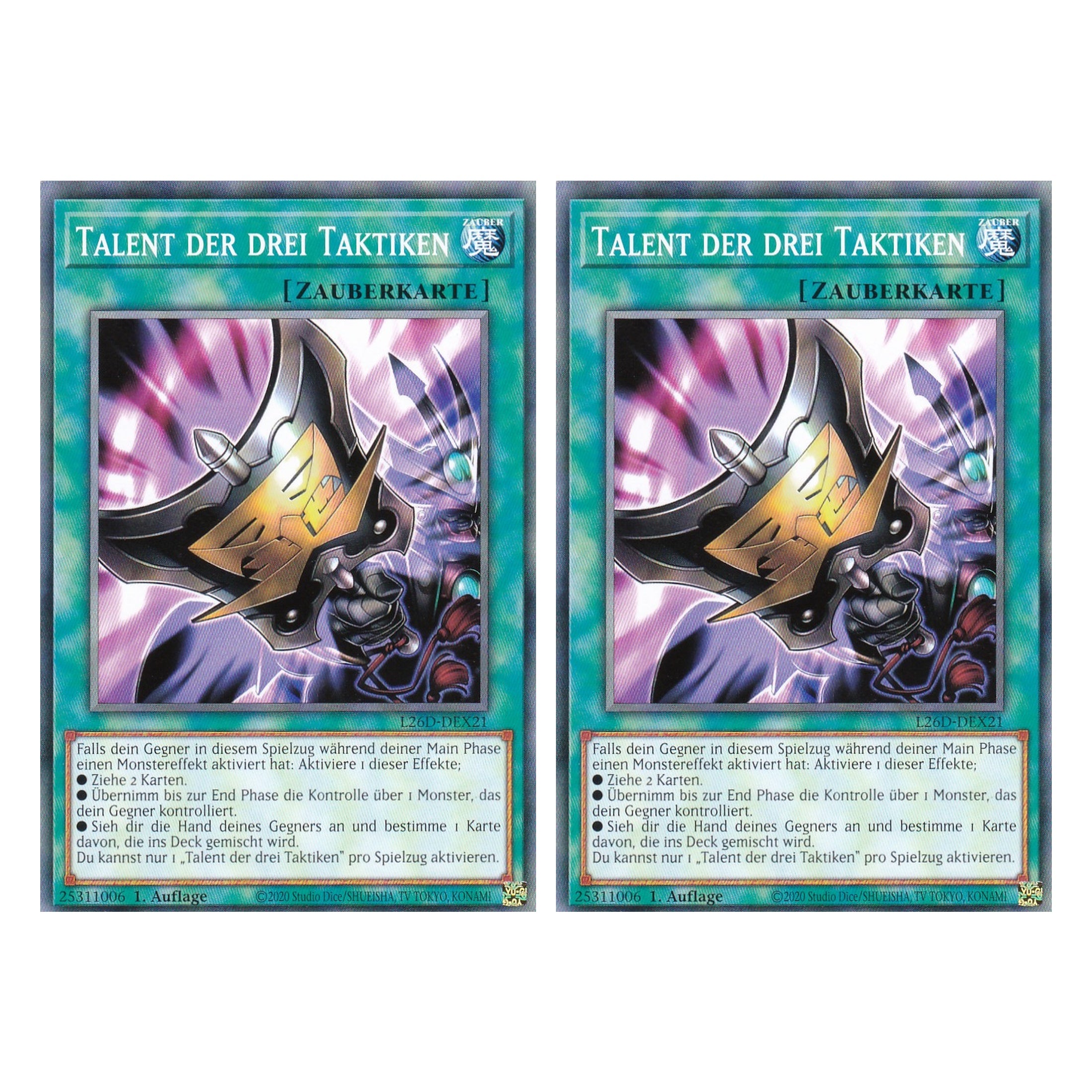 L26D-DEX21 - Talent der drei Taktiken - Common - Deutsch - 1. Auflage - Legendary Modern Decks 2026 - Duo Set (2 Stück) - Yu-Gi-Oh! - mit LMS Trading Fieldcenter Karte