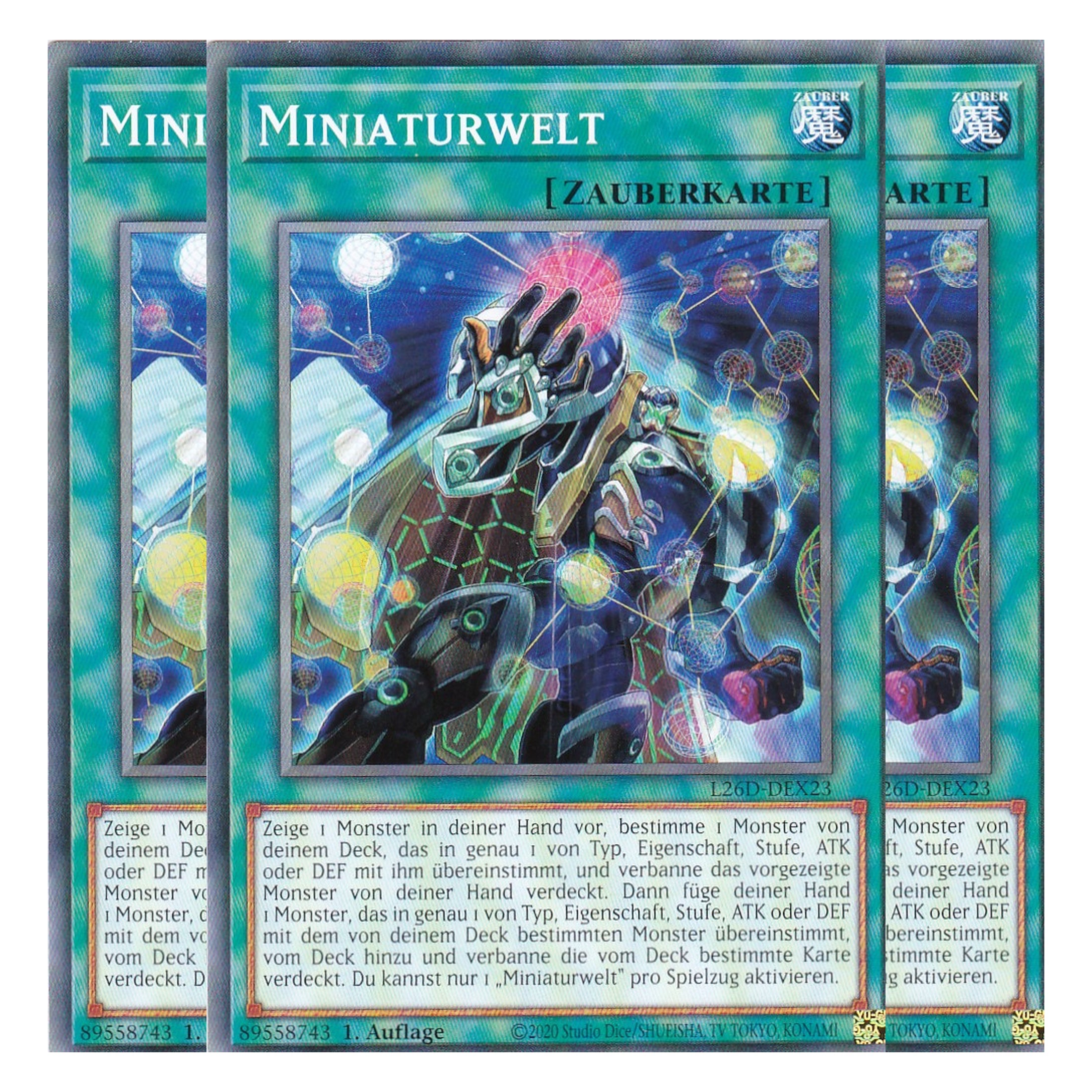 L26D-DEX23 - Miniaturwelt - Common - Deutsch - 1. Auflage - Legendary Modern Decks 2026 - Playset (3 Kopien) - Yu-Gi-Oh! - mit LMS Trading Fieldcenter Karte