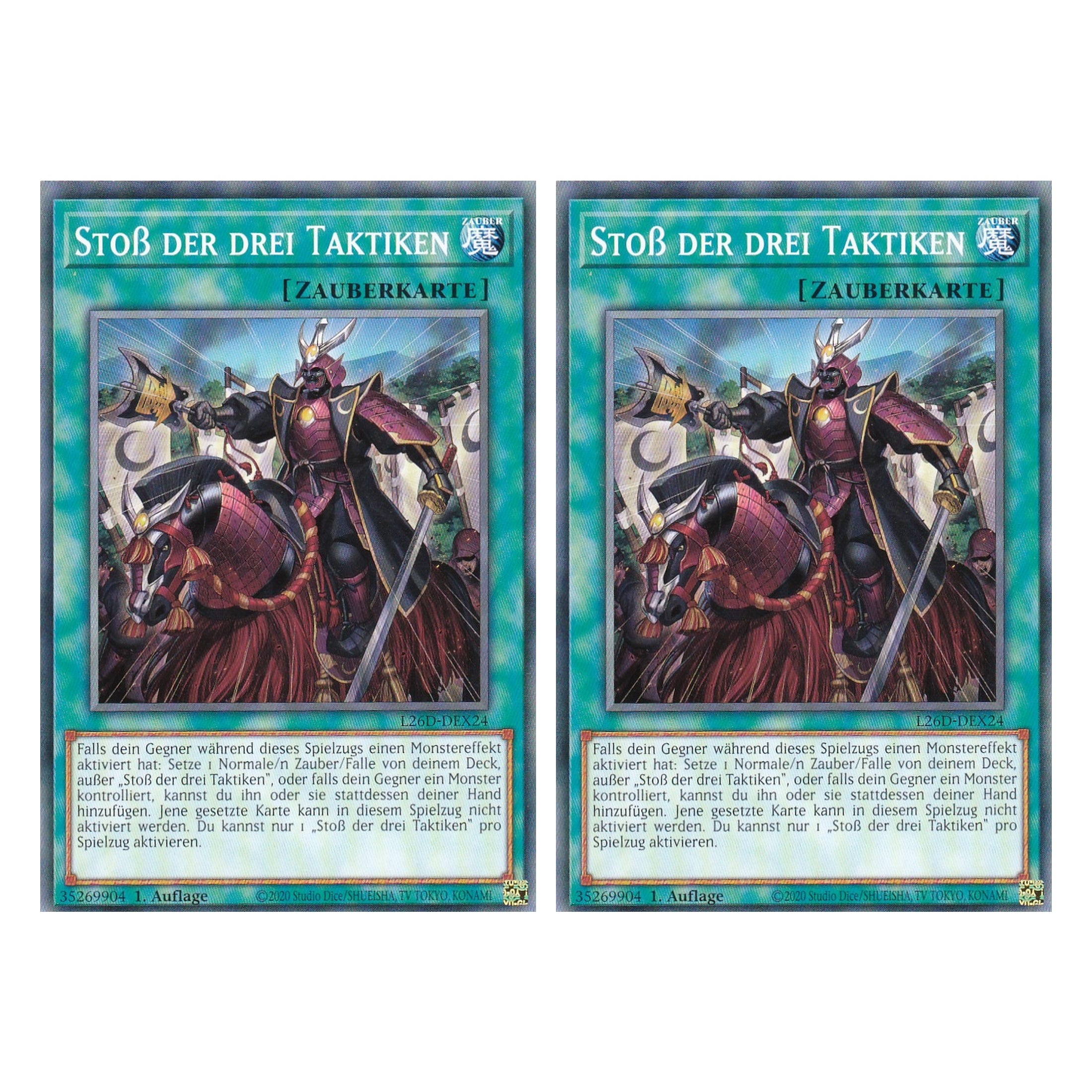 L26D-DEX24 - Stoß der drei Taktiken - Common - Deutsch - 1. Auflage - Legendary Modern Decks 2026 - Duo Set (2 Stück) - Yu-Gi-Oh! - mit LMS Trading Fieldcenter Karte
