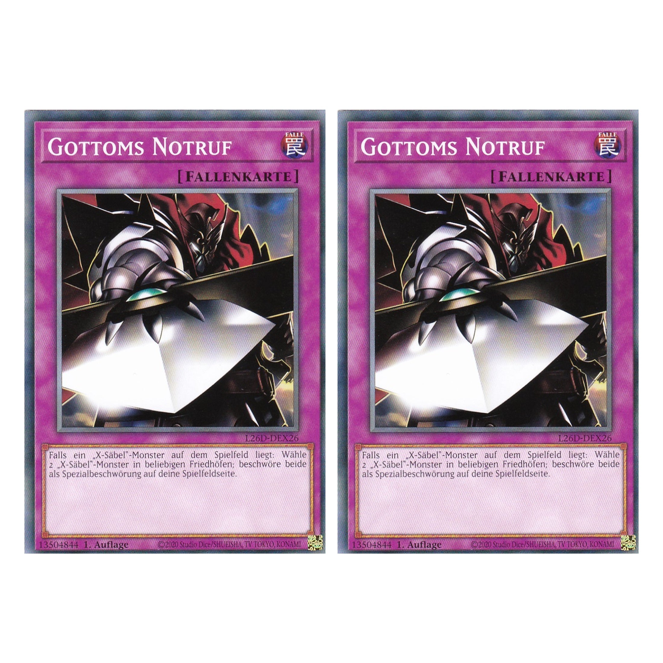 L26D-DEX26 - Gottoms Notruf - Common - Deutsch - 1. Auflage - Legendary Modern Decks 2026 - Duo Set (2 Stück) - Yu-Gi-Oh! - mit LMS Trading Fieldcenter Karte