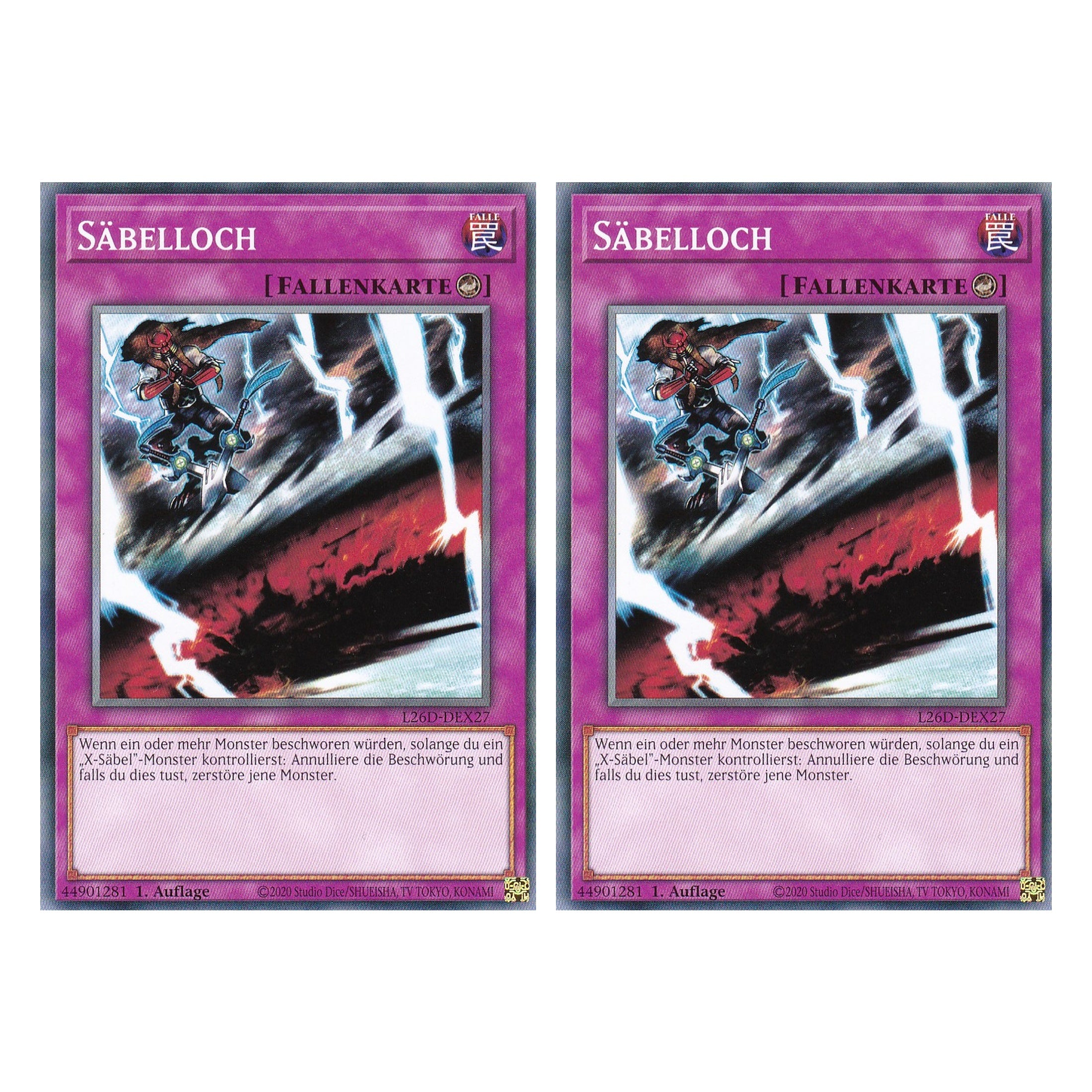 L26D-DEX27 - Säbelloch - Common - Deutsch - 1. Auflage - Legendary Modern Decks 2026 - Duo Set (2 Stück) - Yu-Gi-Oh! - mit LMS Trading Fieldcenter Karte