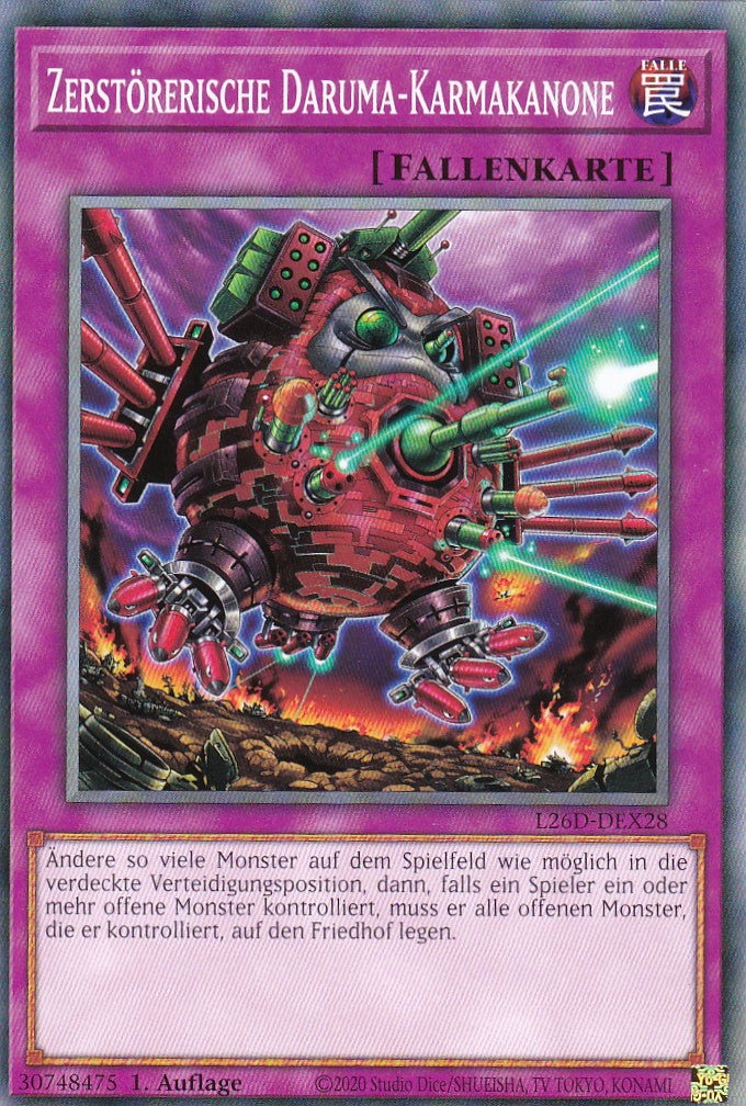 L26D-DEX28 - Zerstörerische Daruma-Karmakanone - Common - Deutsch - Legendary Modern Decks 2026 - Yu-Gi-Oh! - mit LMS Trading Fieldcenter Karte