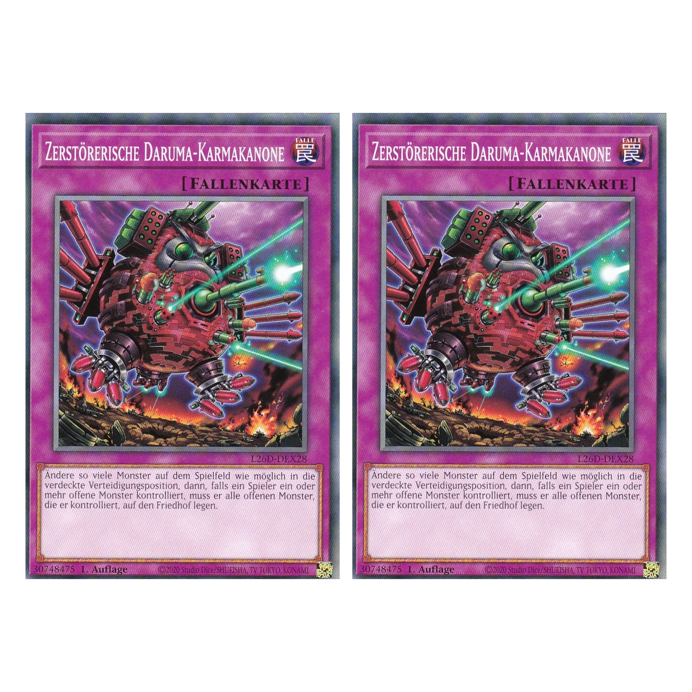 L26D-DEX28 - Zerstörerische Daruma-Karmakanone - Common - Deutsch - 1. Auflage - Legendary Modern Decks 2026 - Duo Set (2 Stück) - Yu-Gi-Oh! - mit LMS Trading Fieldcenter Karte
